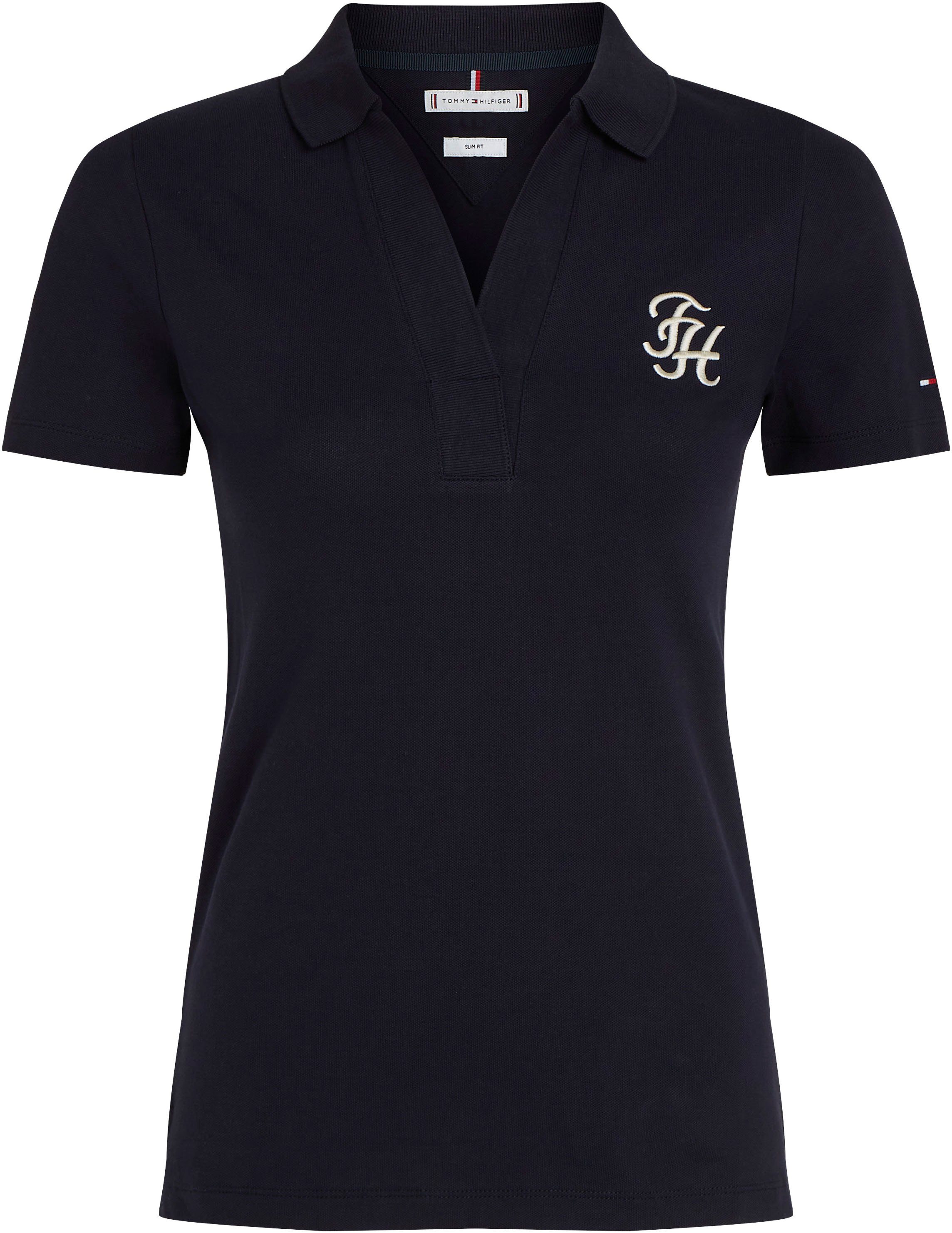 Tommy Hilfiger Poloshirt SLIM TH SCRIPT OPN-NK POLO SS met script-logo-opschrift