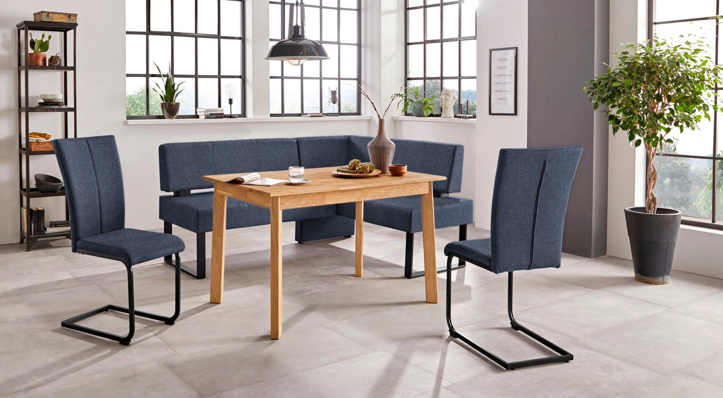 Home affaire Hoekbank Oliver met metalen frame, keukenbank verschillende hoezen cord eetkamerbank ottos choice