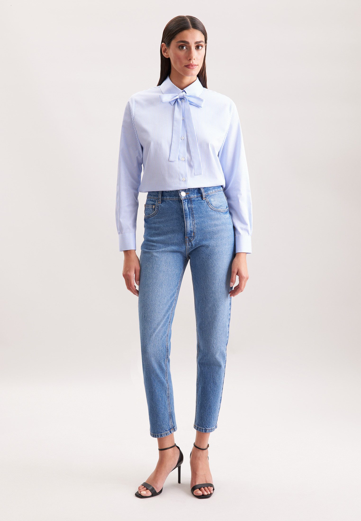 seidensticker Blouse met kraagstrik gestreept