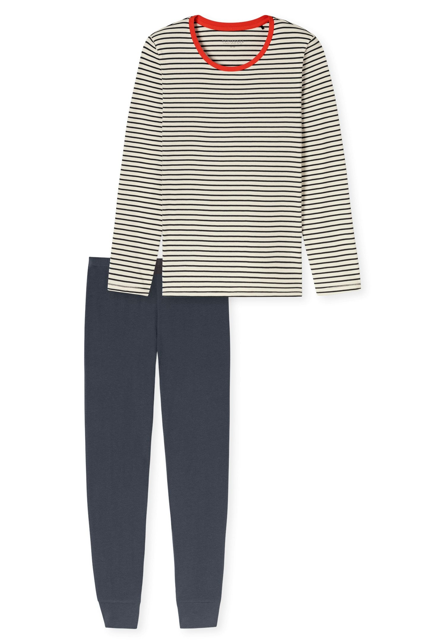 Schiesser Pyjama Casual Essentials met afgewerkte, ronde halsopening (2-delig)