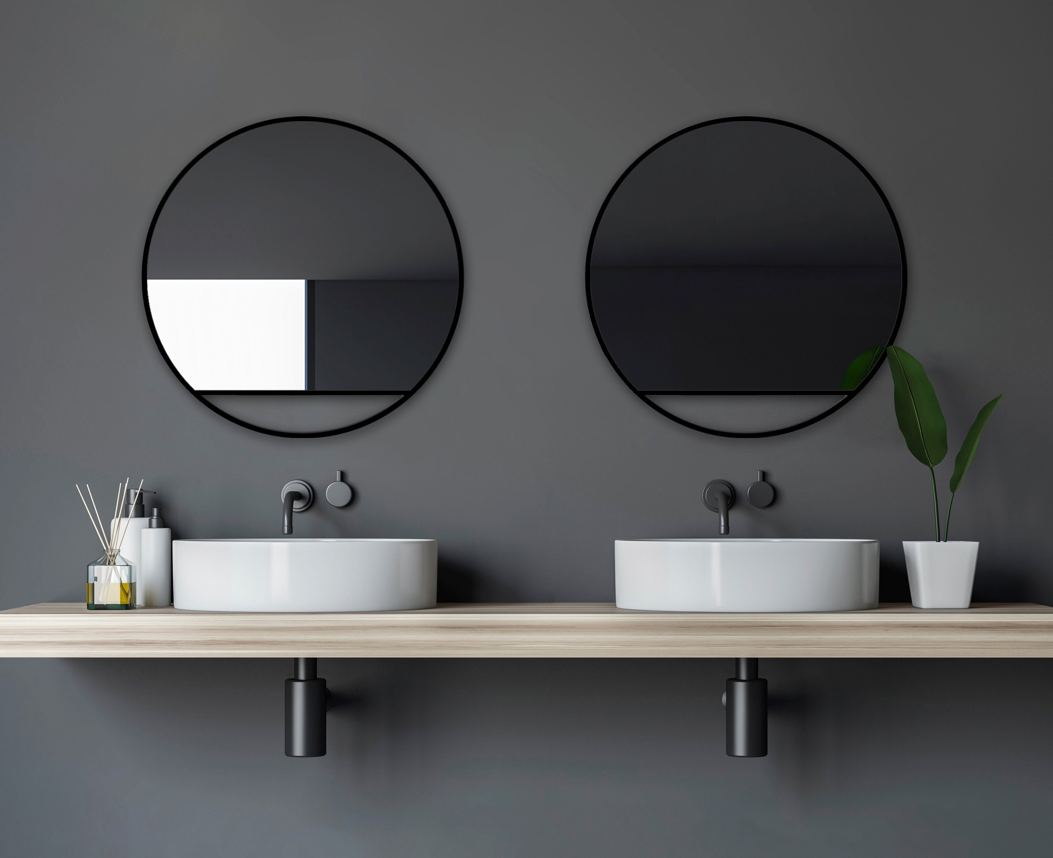 Talos Wandspiegel decoratieve ronde spiegel met aluminiumframe, ø 80 cm