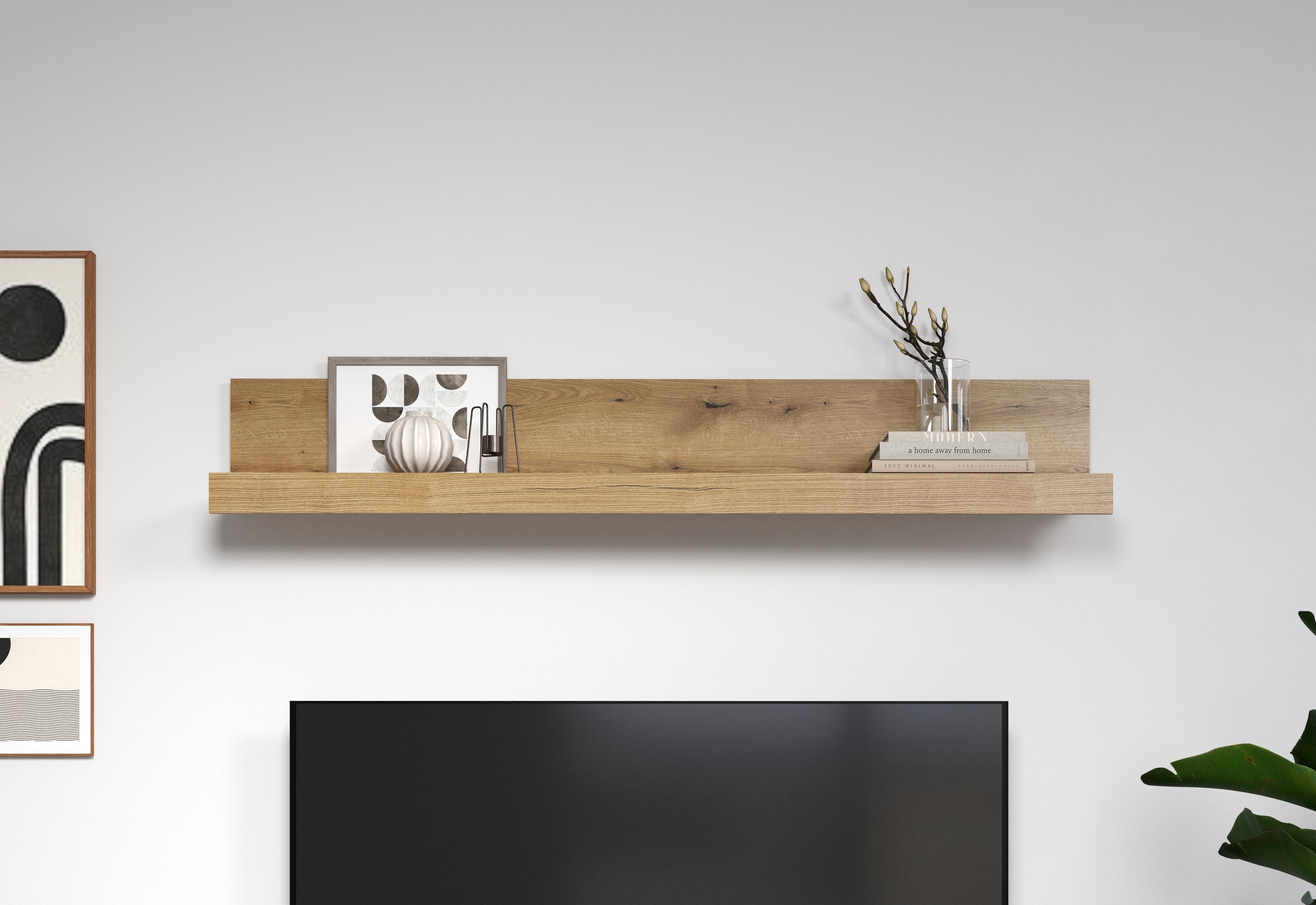 Home affaire Wandplank Gent Ideaal voor decoraties - gemonteerd (B/D/H): 180x26x31 cm (1 stuk)