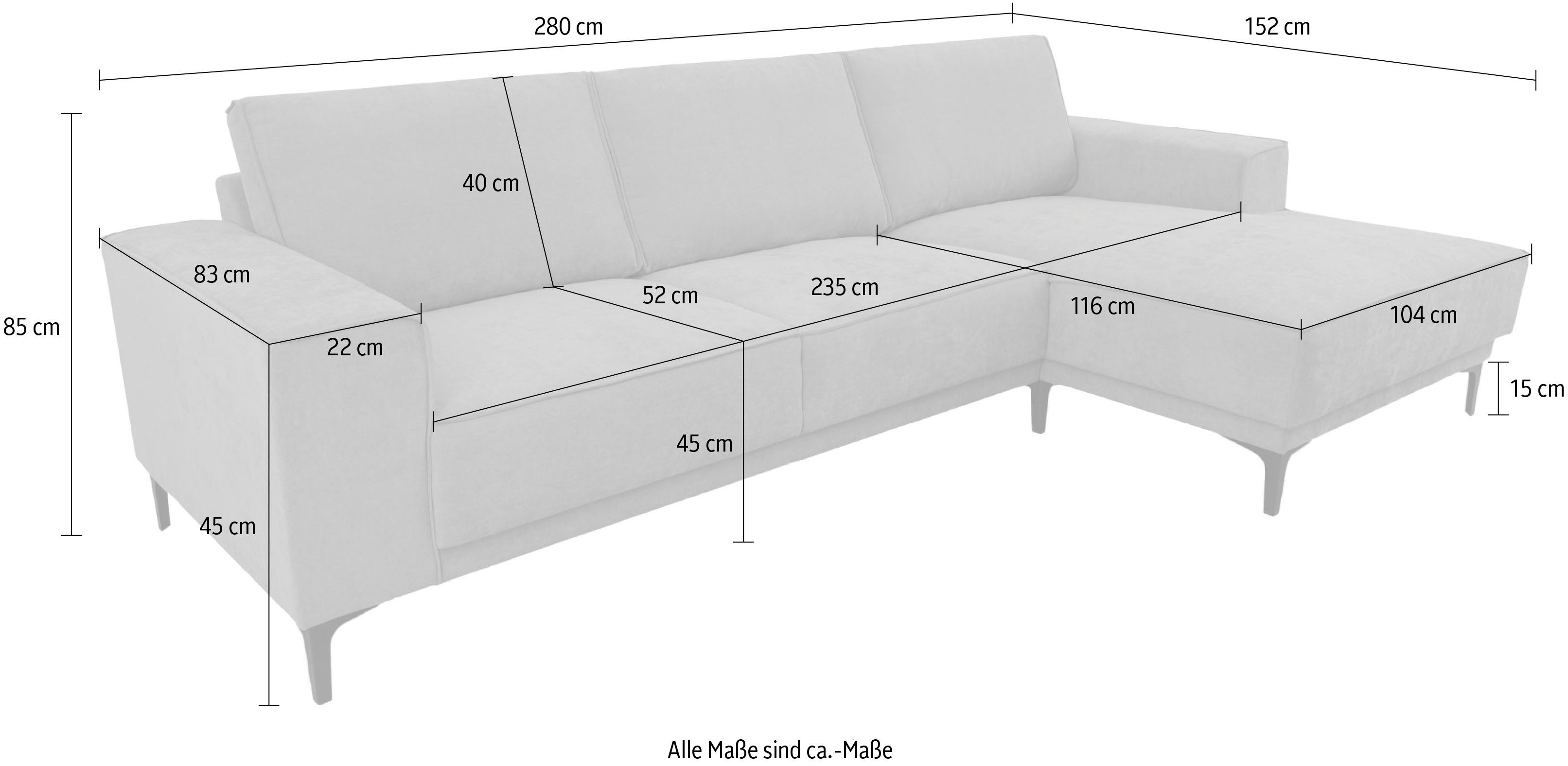 Places of Style Hoekbank Oland 280 cm, in tijdloos design en hoogwaardige afwerking