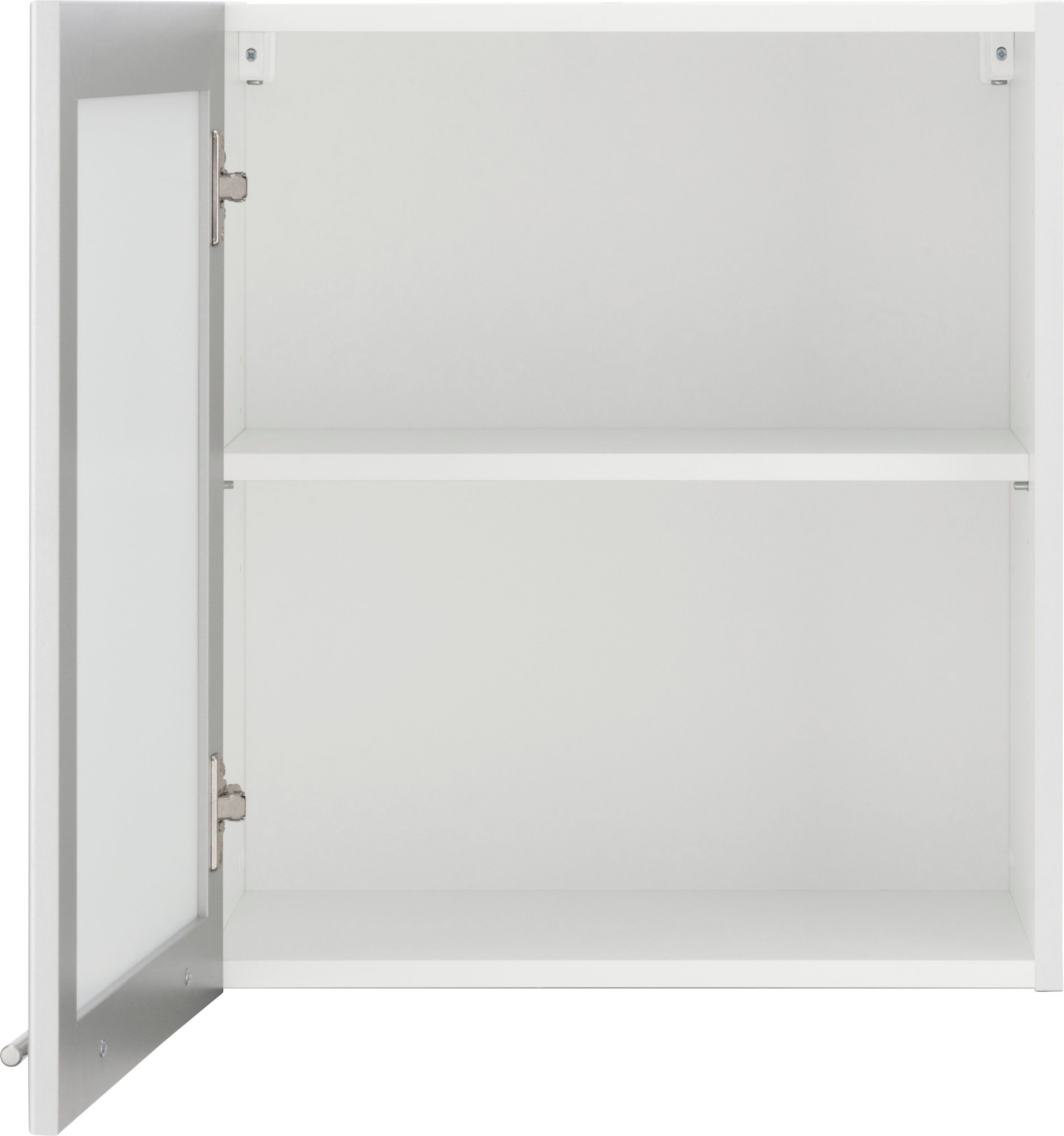 wiho Küchen Hangend kastje met glasdeur Unna met aluminiumkleurig glasdeurtje