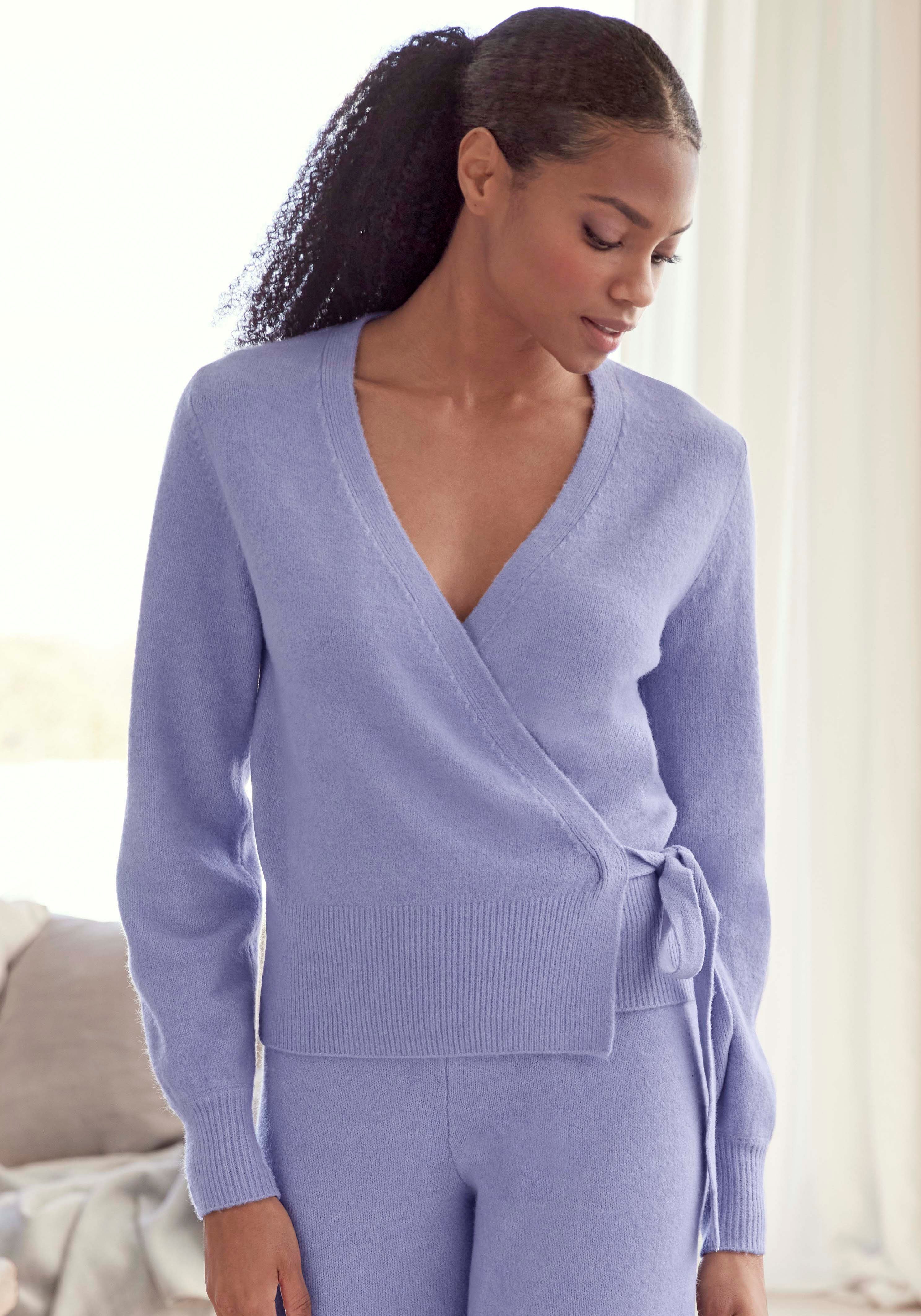 Lascana Wikkelvest - Vest met bindstrik met brede ribband, loungewear