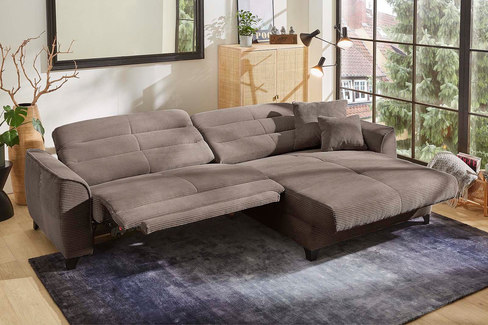 Jockenhöfer Gruppe Hoekbank Double One L-vorm met 2 x 120 cm brede, elektrisch verstelbare relaxfuncties