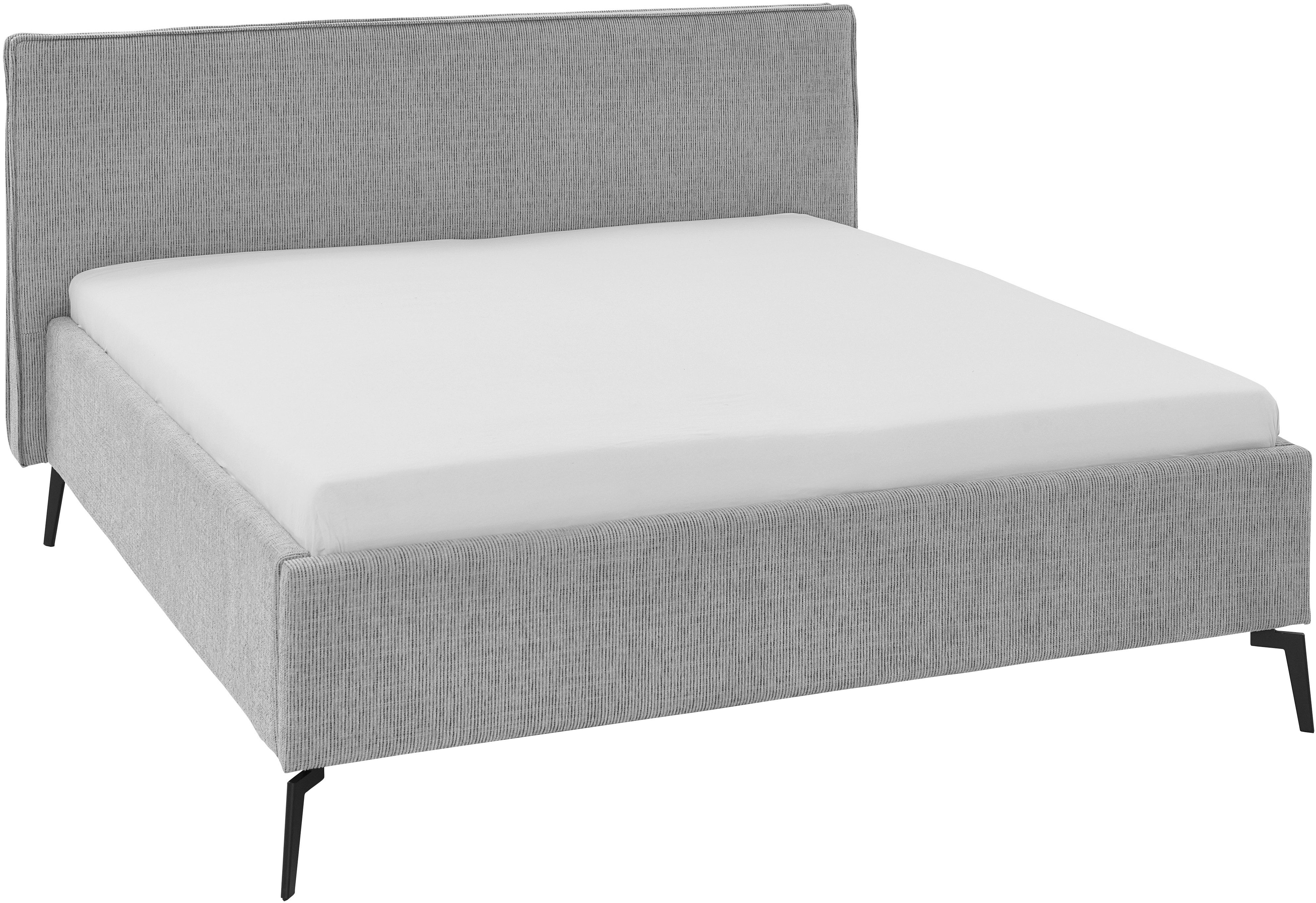 meise.möbel Gestoffeerd bed Riva II met zwarte metalen poten, naar keuze met bedkist