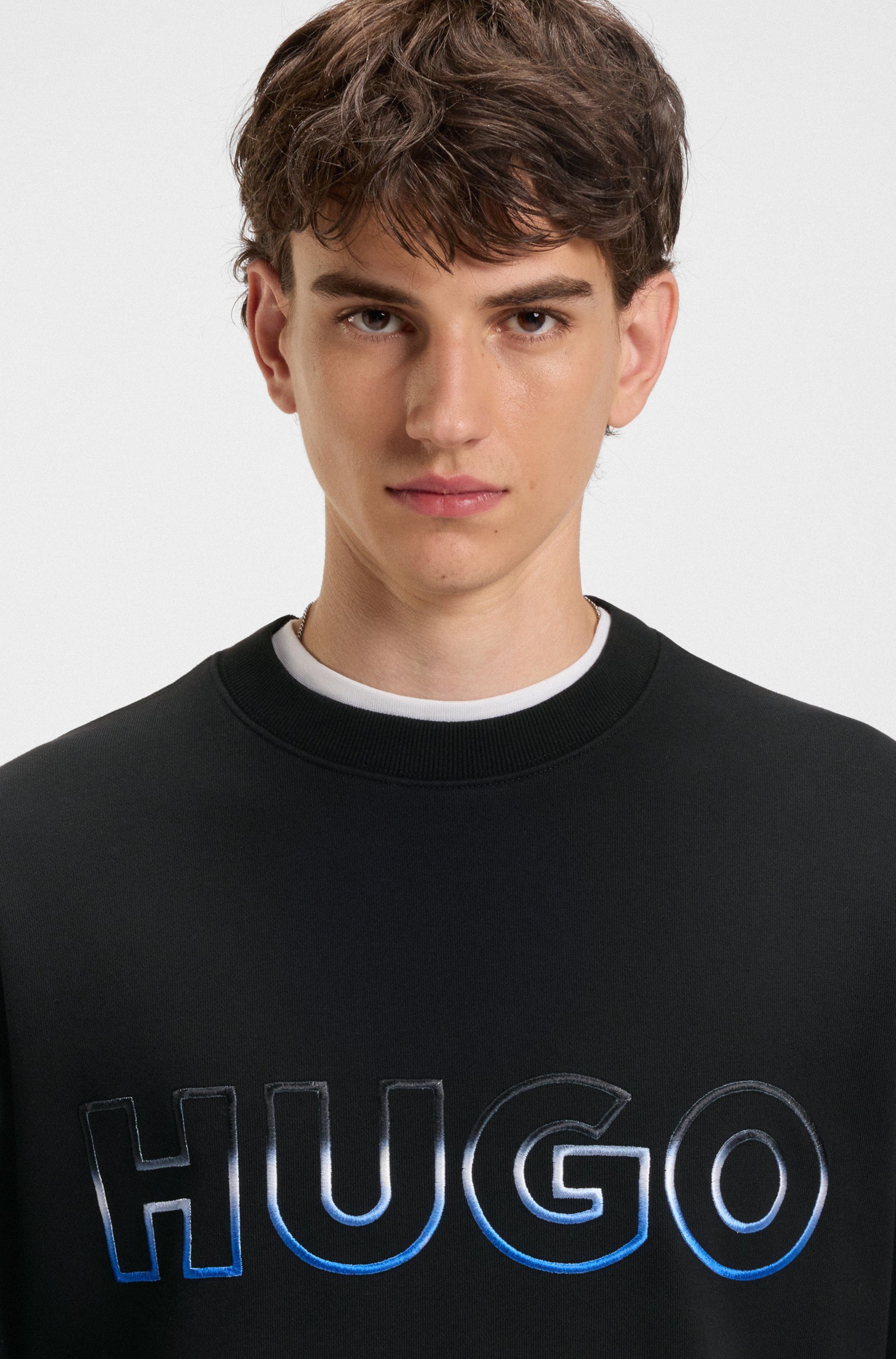 HUGO Blue Sweatshirt Nogocrew Ronde hals, regular fit, logoprint