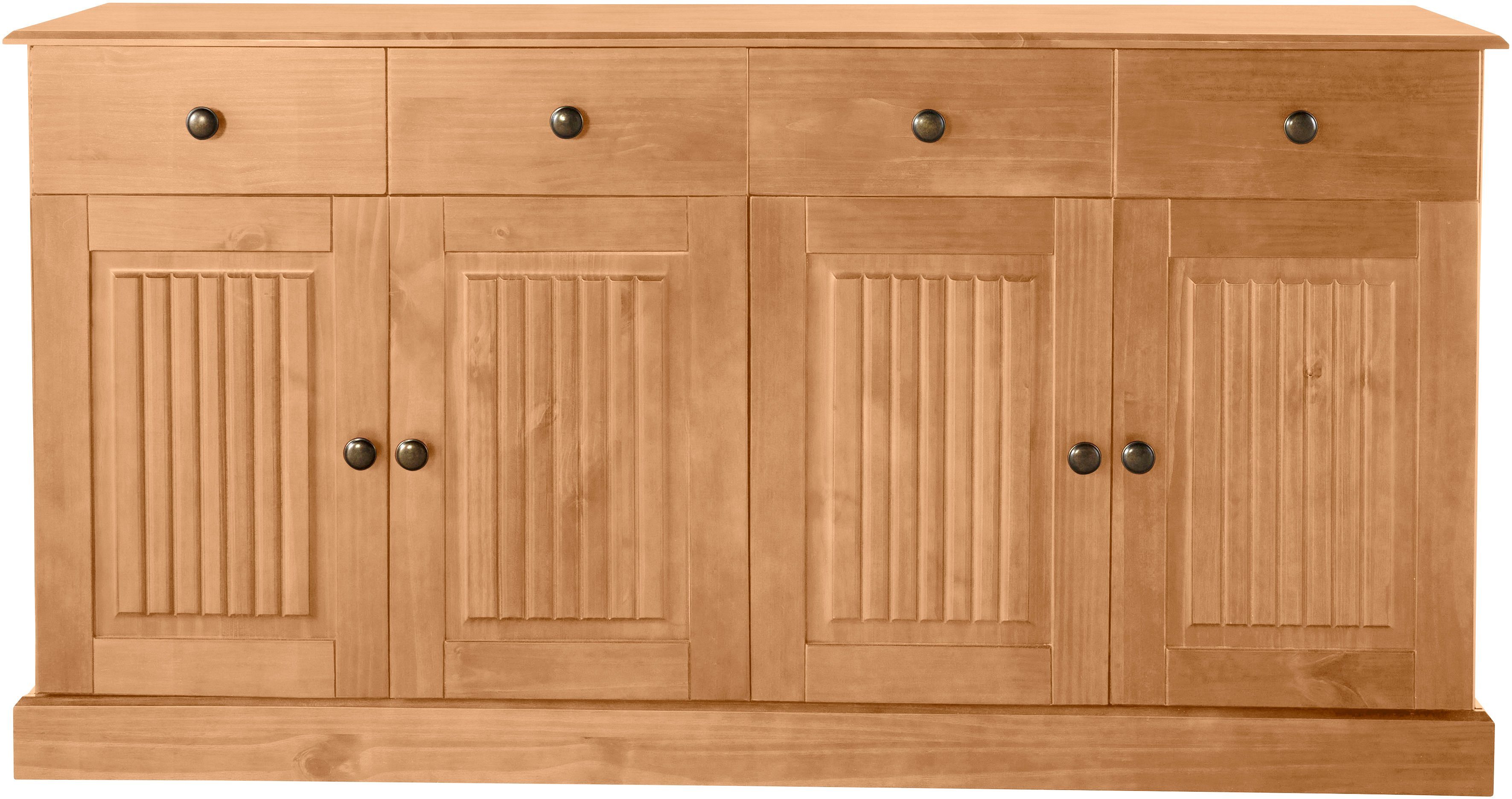 Home affaire Dressoir Liotta met 2 laden en 2 verstelbare planken, massief grenen