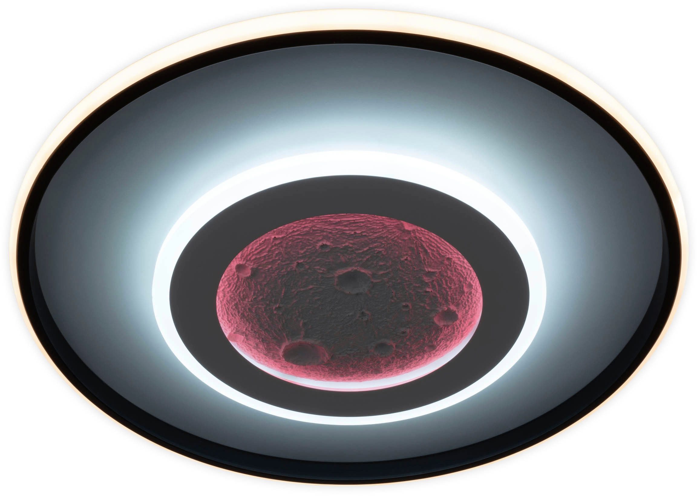 my home Led-plafondlamp Lyra Maan (maanstructuur), incl. CCT, RGB geheugen, nachtlamp, afstandsbediening (1 stuk)