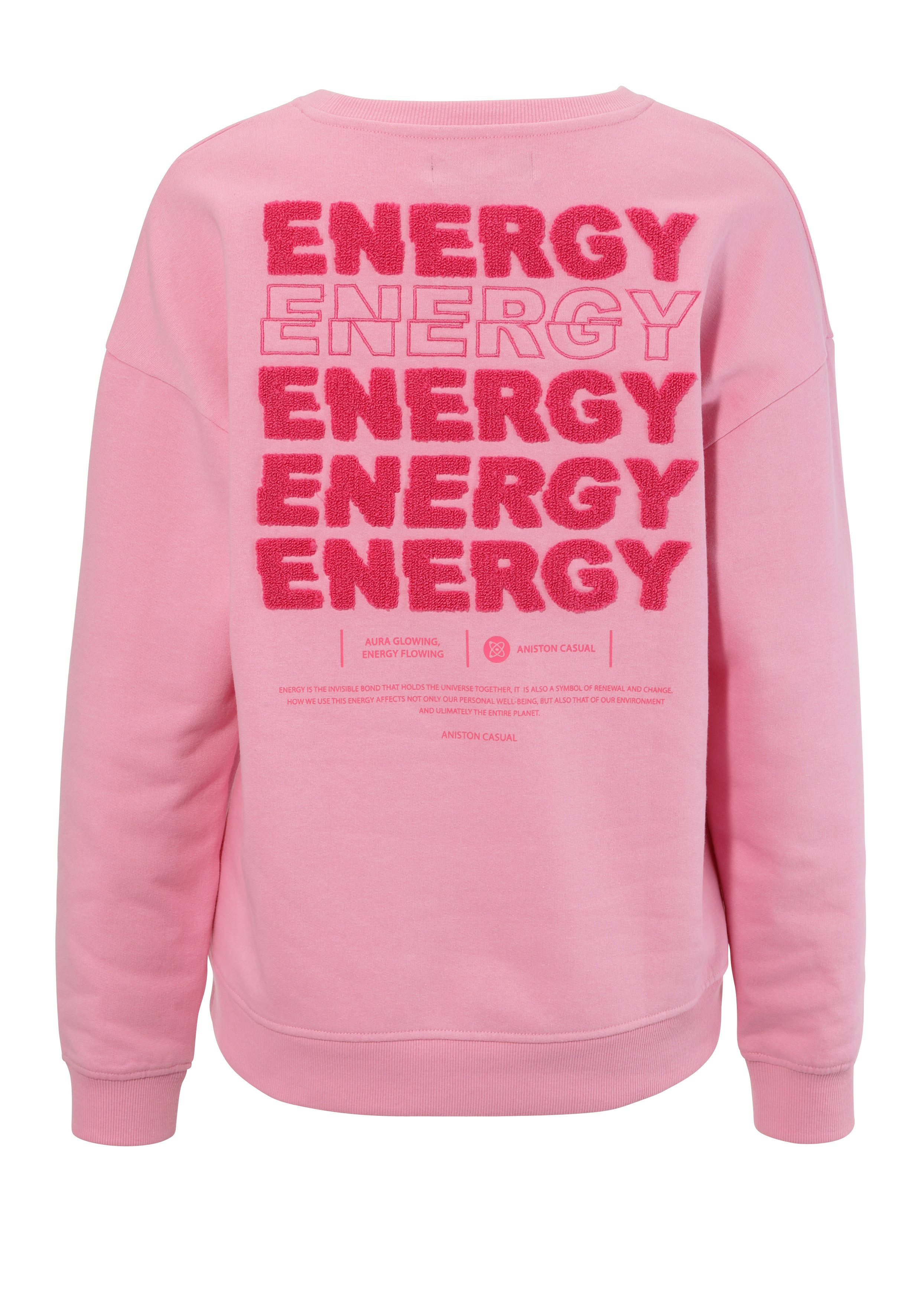 Aniston CASUAL Sweatshirt achter met applicaties, borduurwerk en teksten - nieuwe collectie