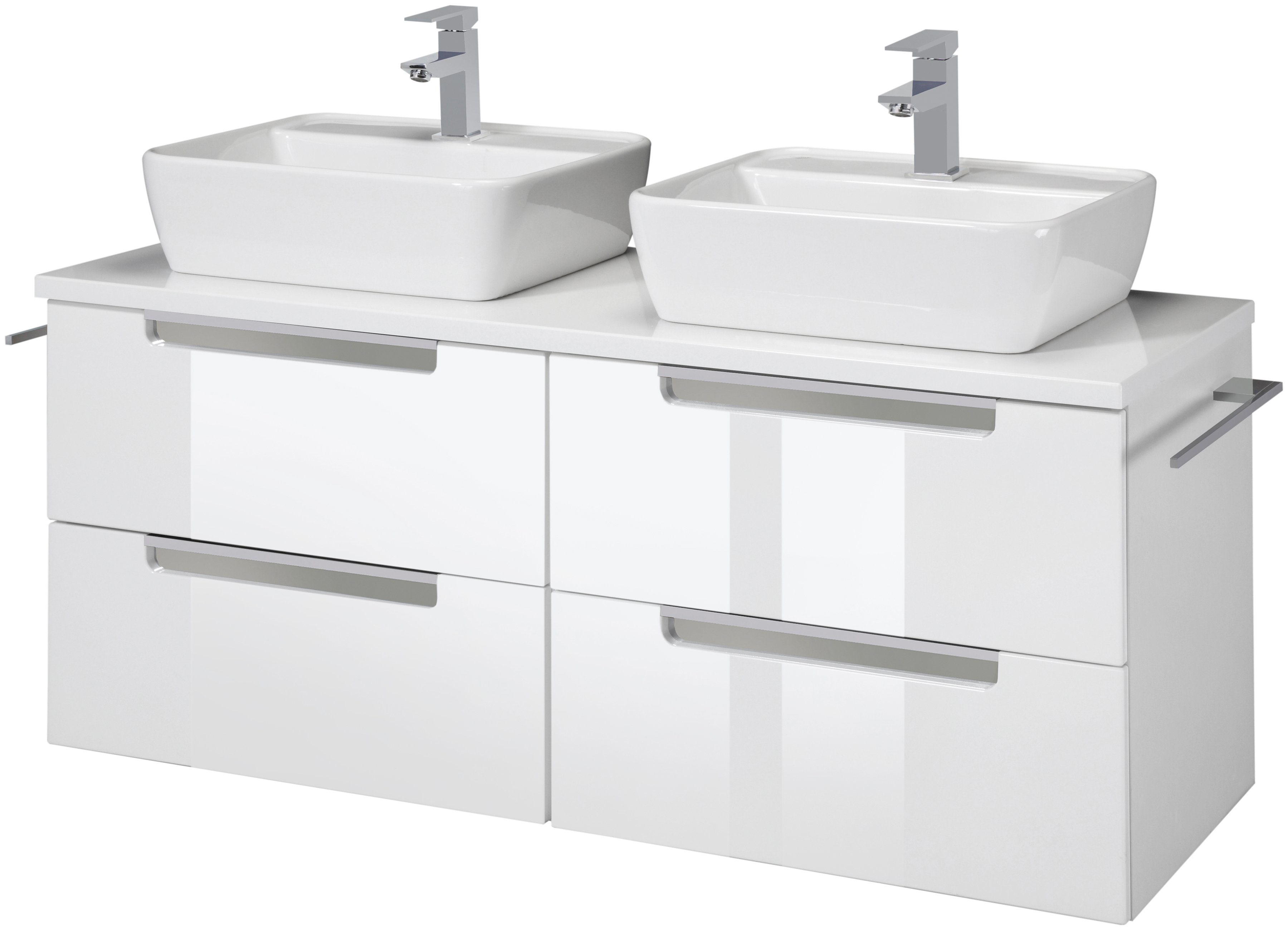 welltime Dubbele wastafel Malibu met soft-closetechniek, breedte 120 cm wastafelmeubels wit