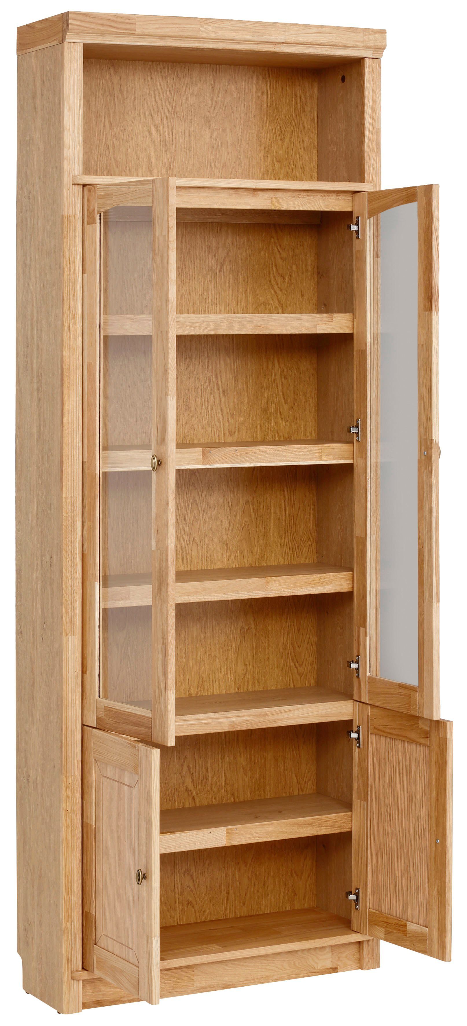 Home affaire Boekenkast Soeren massief grenen, in 2 hoogten, diepte 29 cm, deuren met vensterglas-inzet