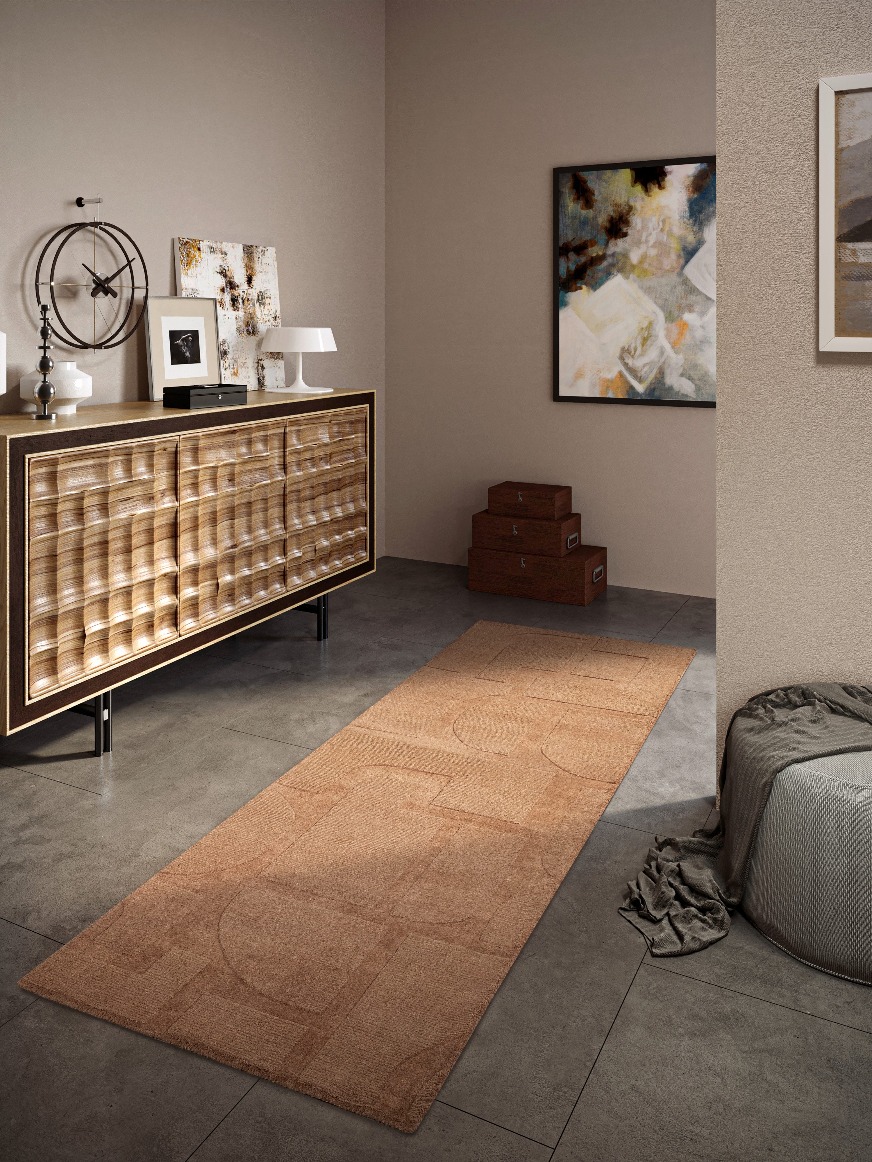 Villeroy & Boch Wollen kleed Alexis Handgeweven, wol, natuur, woonkamer, geometrie, boho, design