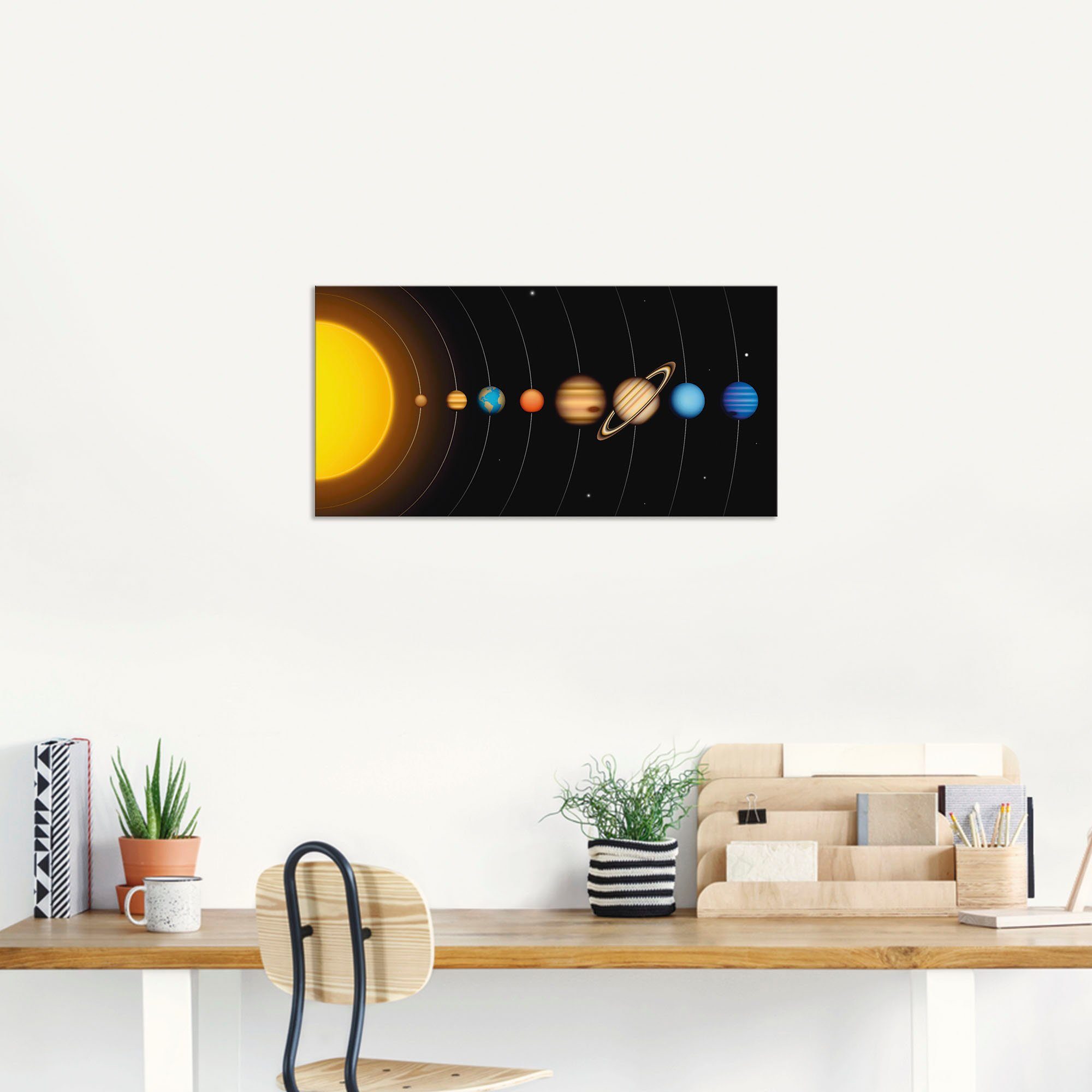 Artland Artprint Vector zonnestelsel met planeten als artprint van aluminium, artprint voor buiten, artprint op linnen, poster, muursticker