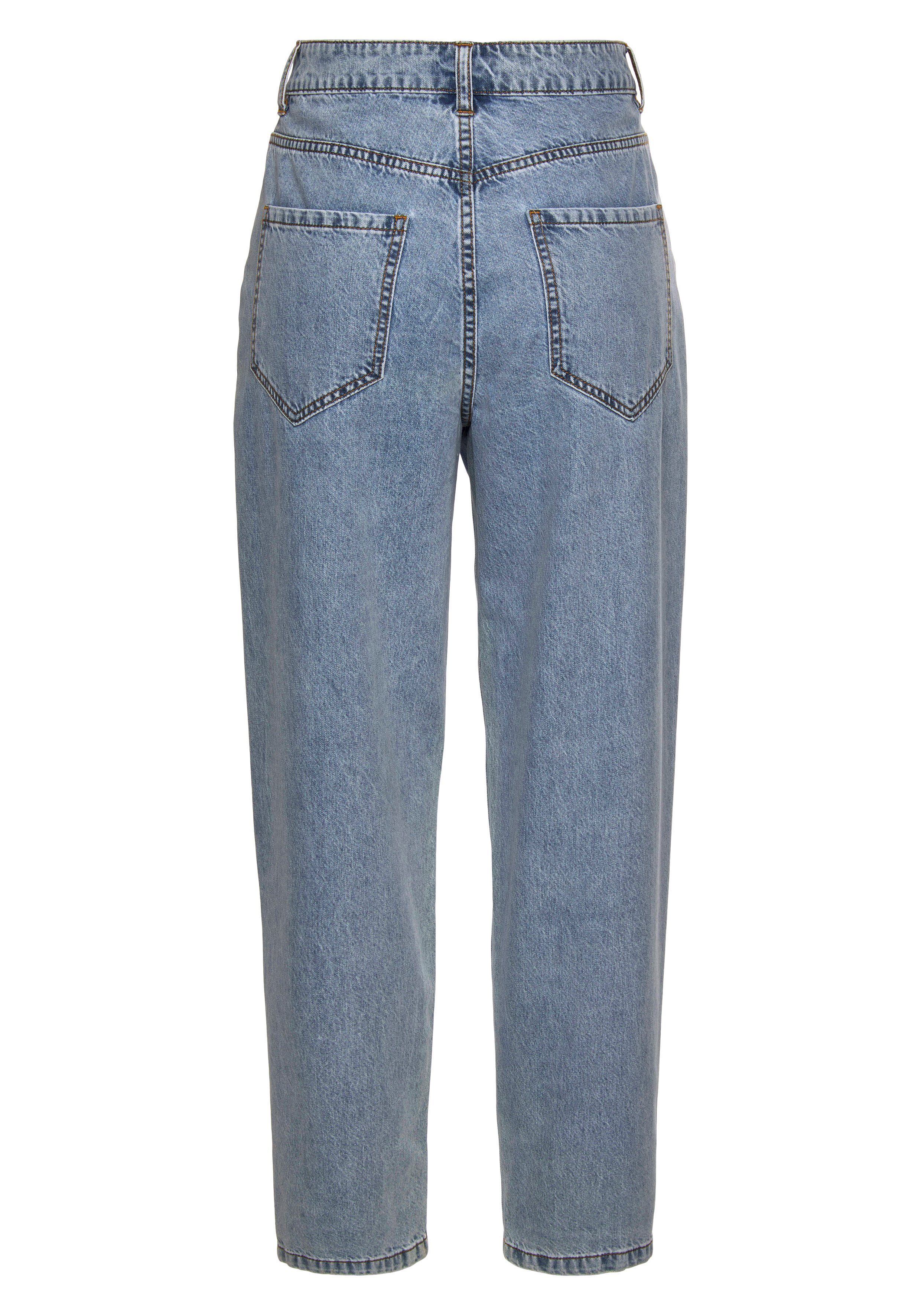 Buffalo Relax fit jeans in high-waist-vorm met plooien, verkorte lengte, modieus