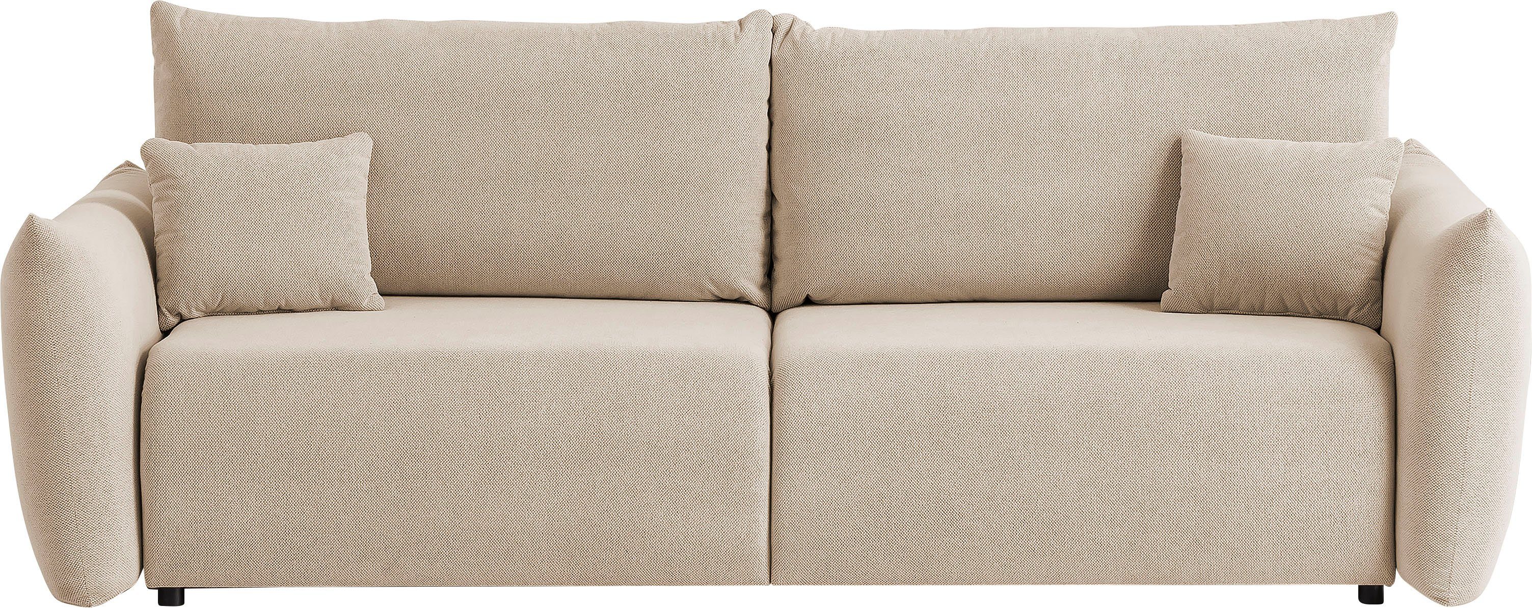 INOSIGN 3-zitsbank MAVAS slaapbank met bedlade ca. 240/108 cm (ligoppervlak 212/145 cm), ribfluweel, chenille, structuur