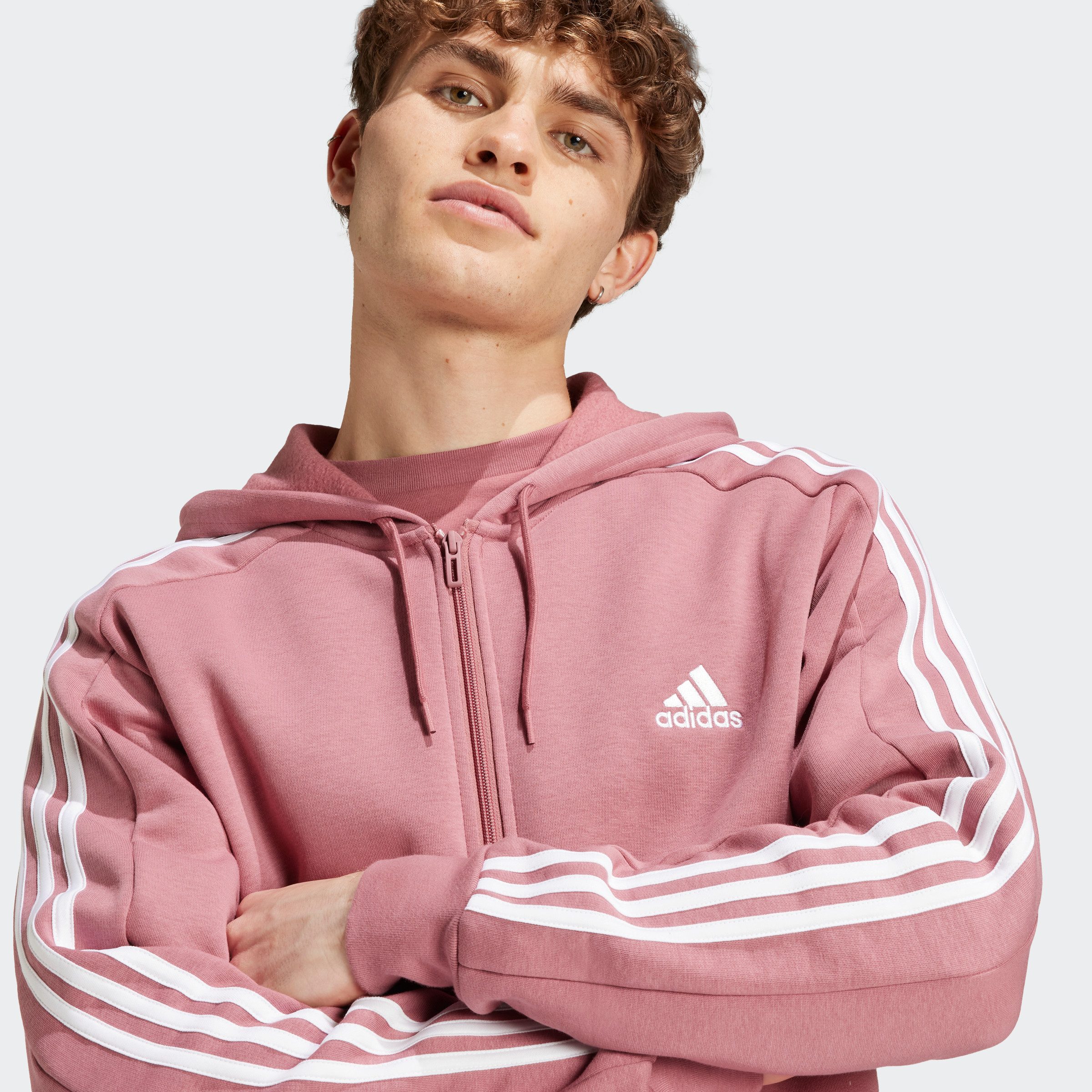 adidas Sportswear Capuchonsweatvest ESSENTIALS 3-STRIPES CAPUCHONJACK comfortabel materiaal van katoenmix (1-delig)