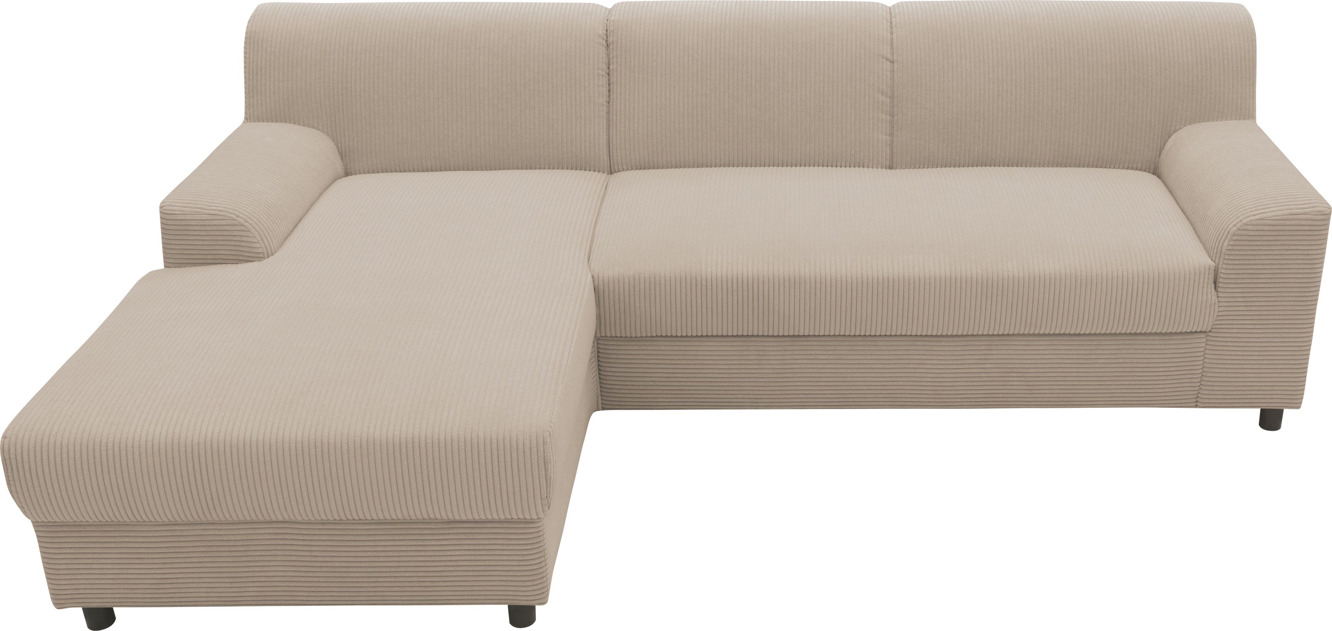 INOSIGN Hoekbank Turah 2, L-vorm, in Cord en waterafstotende microvezel, Vering B/D/H: 241/146/79 cm, incl. sierkussen, optioneel met bedfunctie