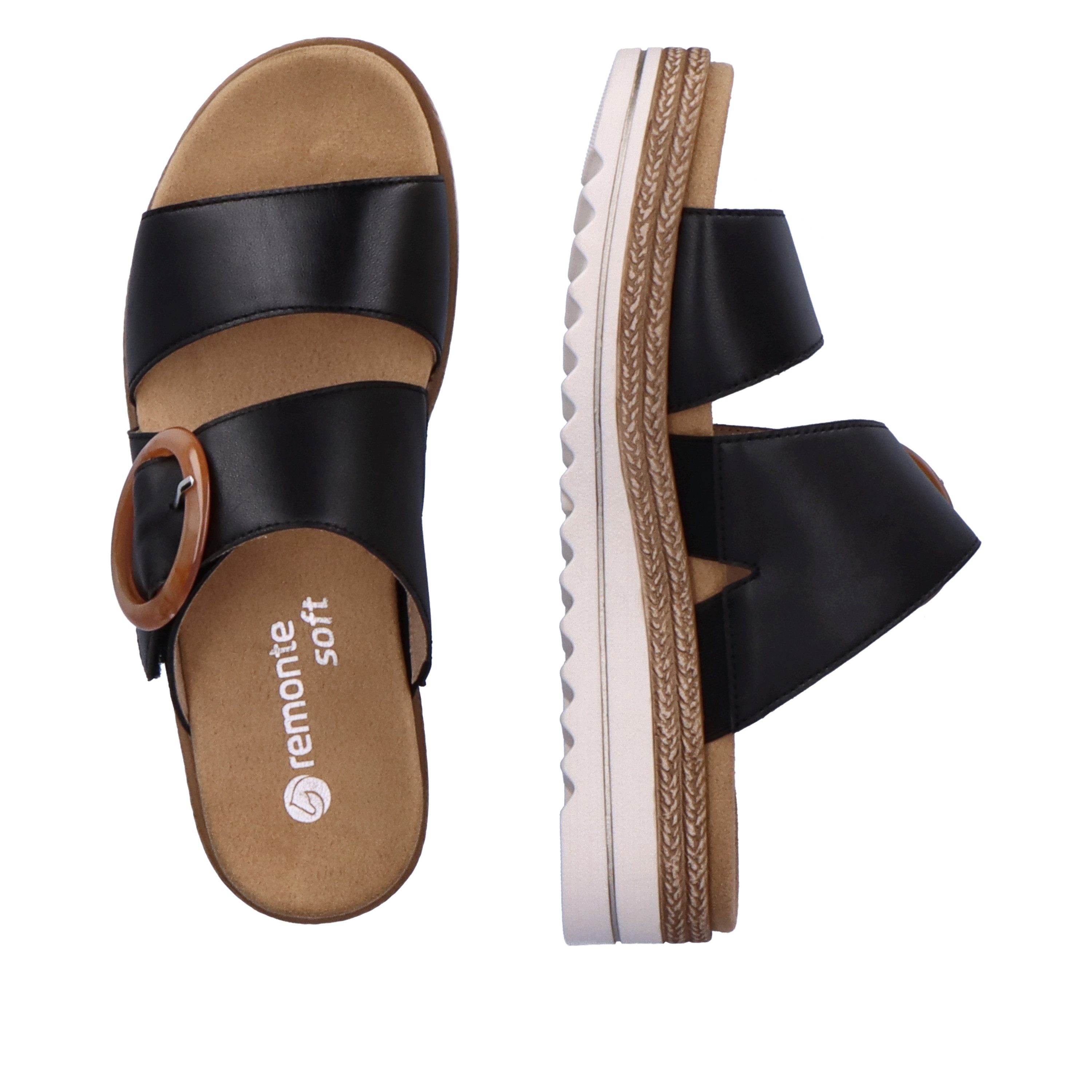 Remonte Slippers , sleehak, zomerschoen, pantoffels met decoratieve gesp