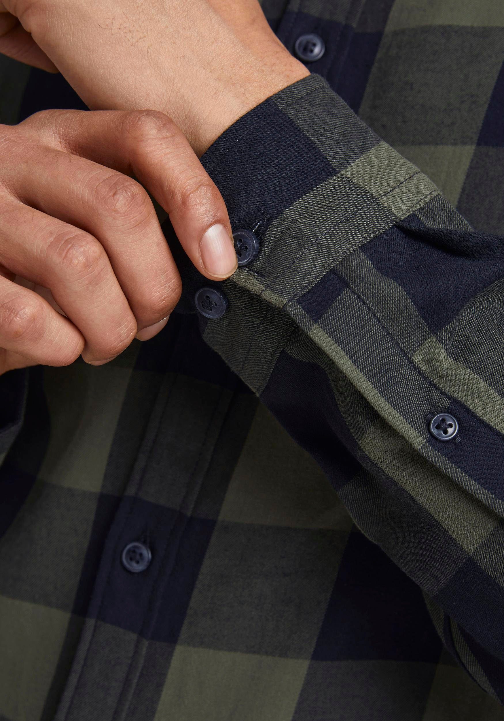 Jack & Jones Geruit overhemd JJ JJEGINGHAM TWILL SHIRT L/