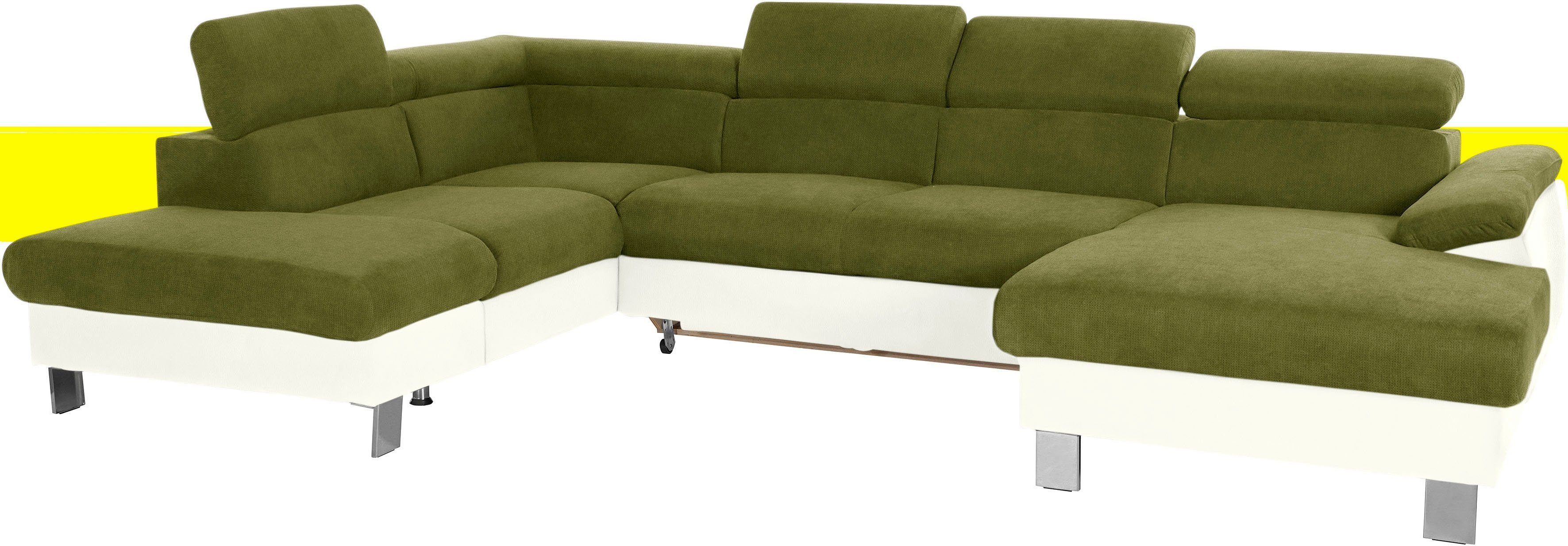 COTTA Zithoek Komaris U-Form, B: 320 bzw. 100 cm (Set: Wohnlandschaft & Hocker) Set bestaande uit: woonlandschap met hoofdverstelling & hocker (set)