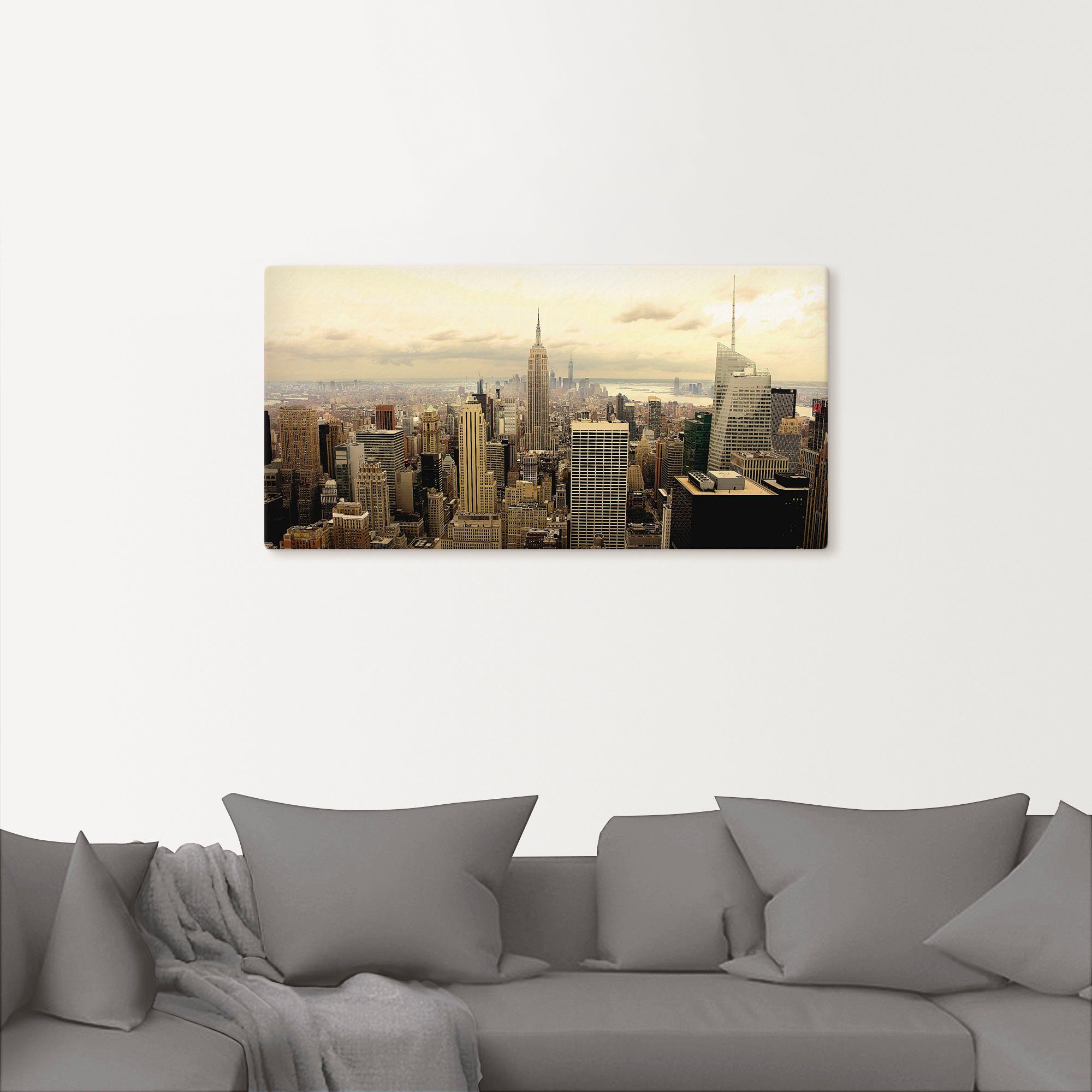 Artland Artprint Skyline Manhattan - New York als artprint van aluminium, artprint voor buiten, artprint op linnen, poster, muursticker