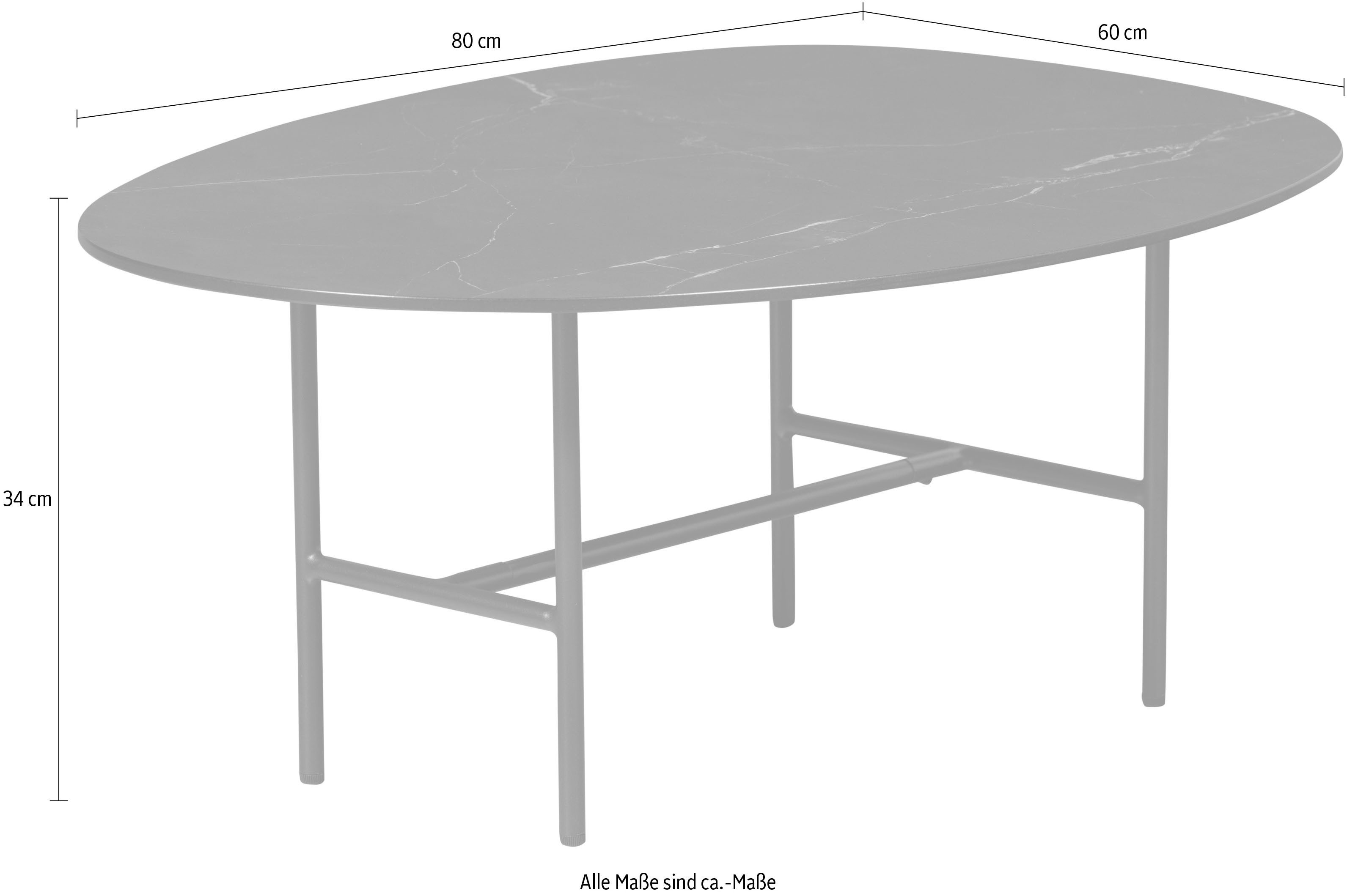 WOOOD Salontafel Vajen met tafelblad in marmerlook, slank metalen frame