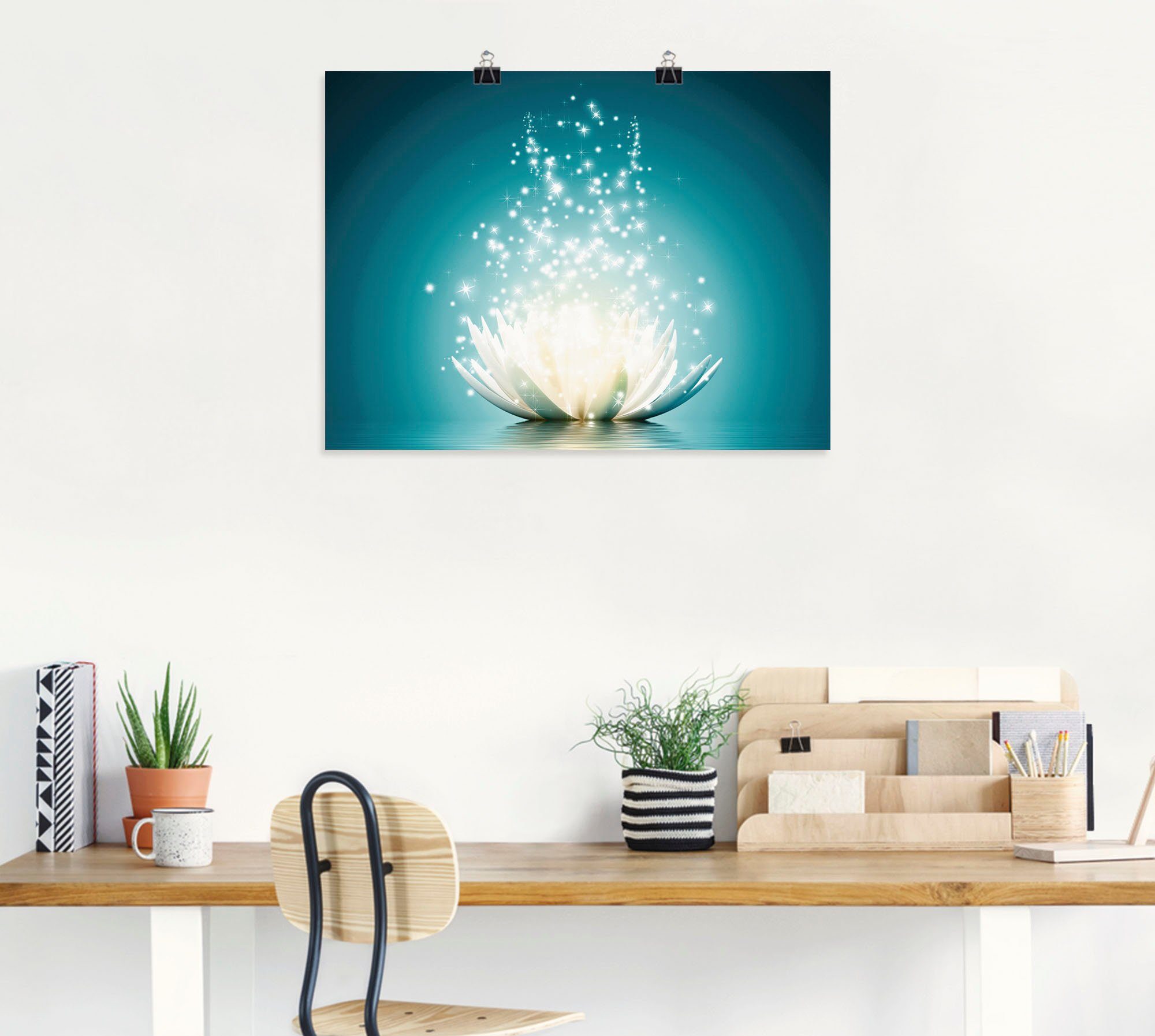 Artland Artprint Magie van de lotusbloem als artprint van aluminium, artprint voor buiten, artprint op linnen, poster, muursticker