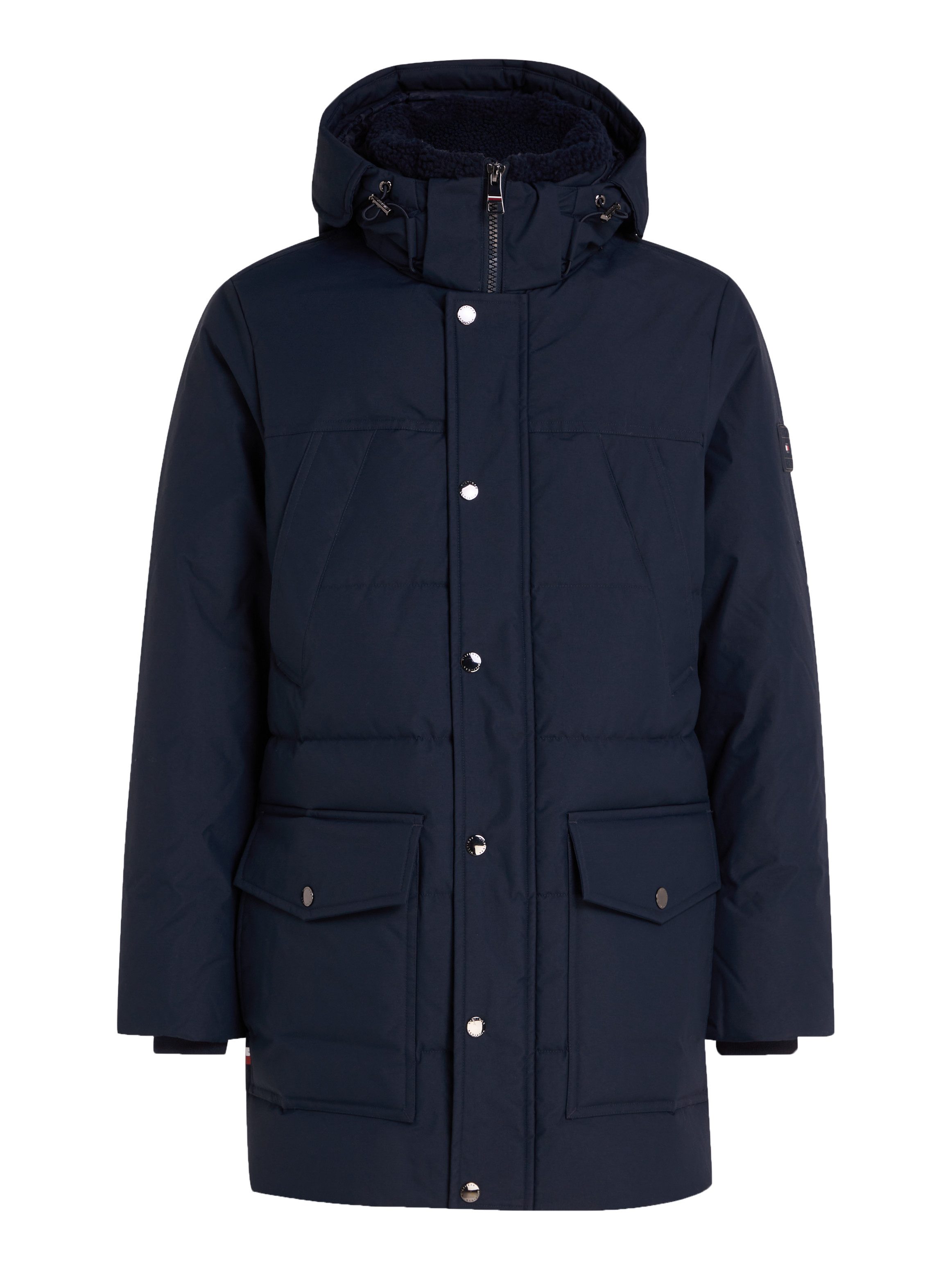 Tommy Hilfiger Parka Rockie Utility Parka hoog gesloten, staande kraag met faux bont