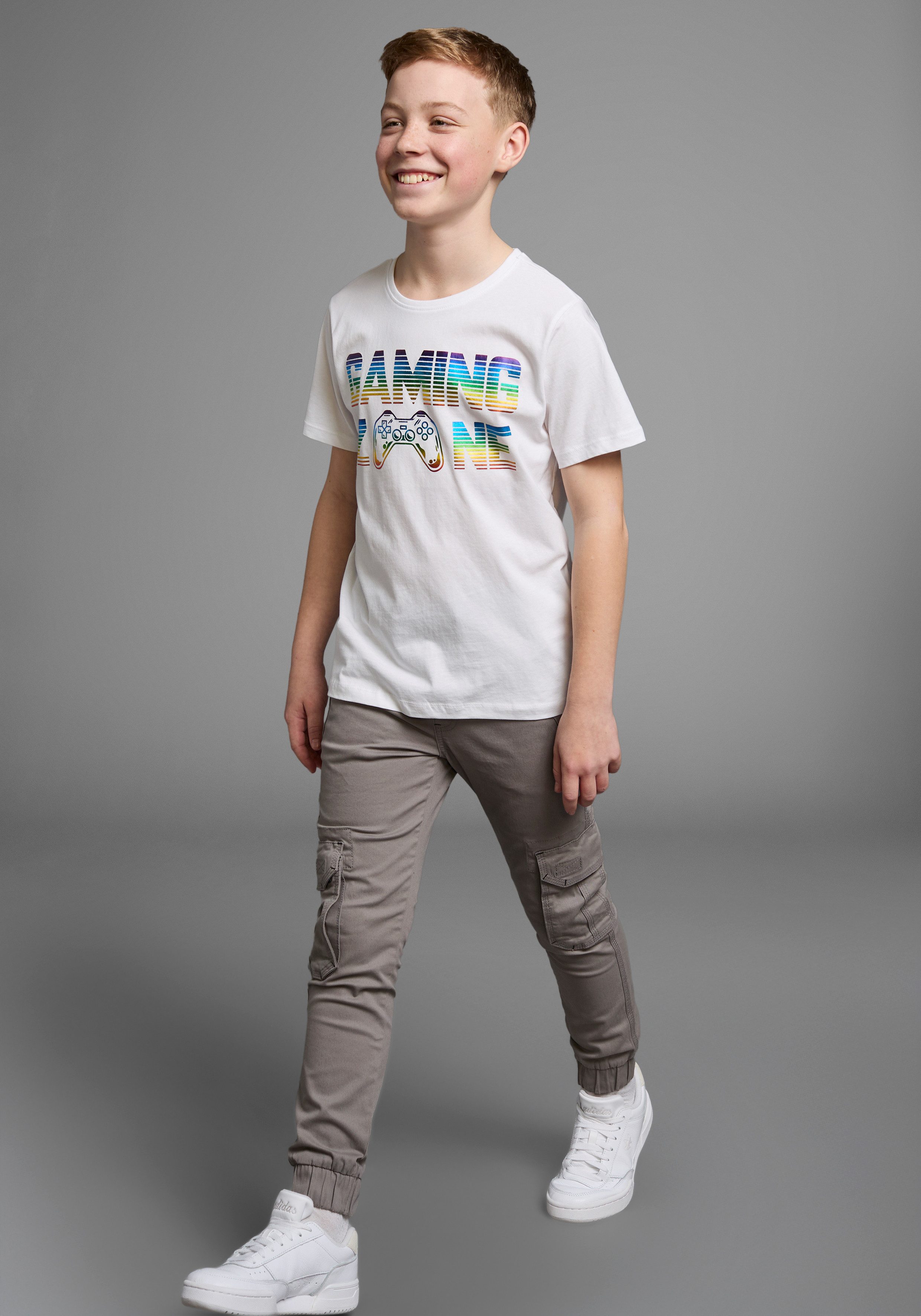 KIDSWORLD T-shirt GAMING ZONE Korte mouwen, basic pasvorm, bedrukt, ronde hals