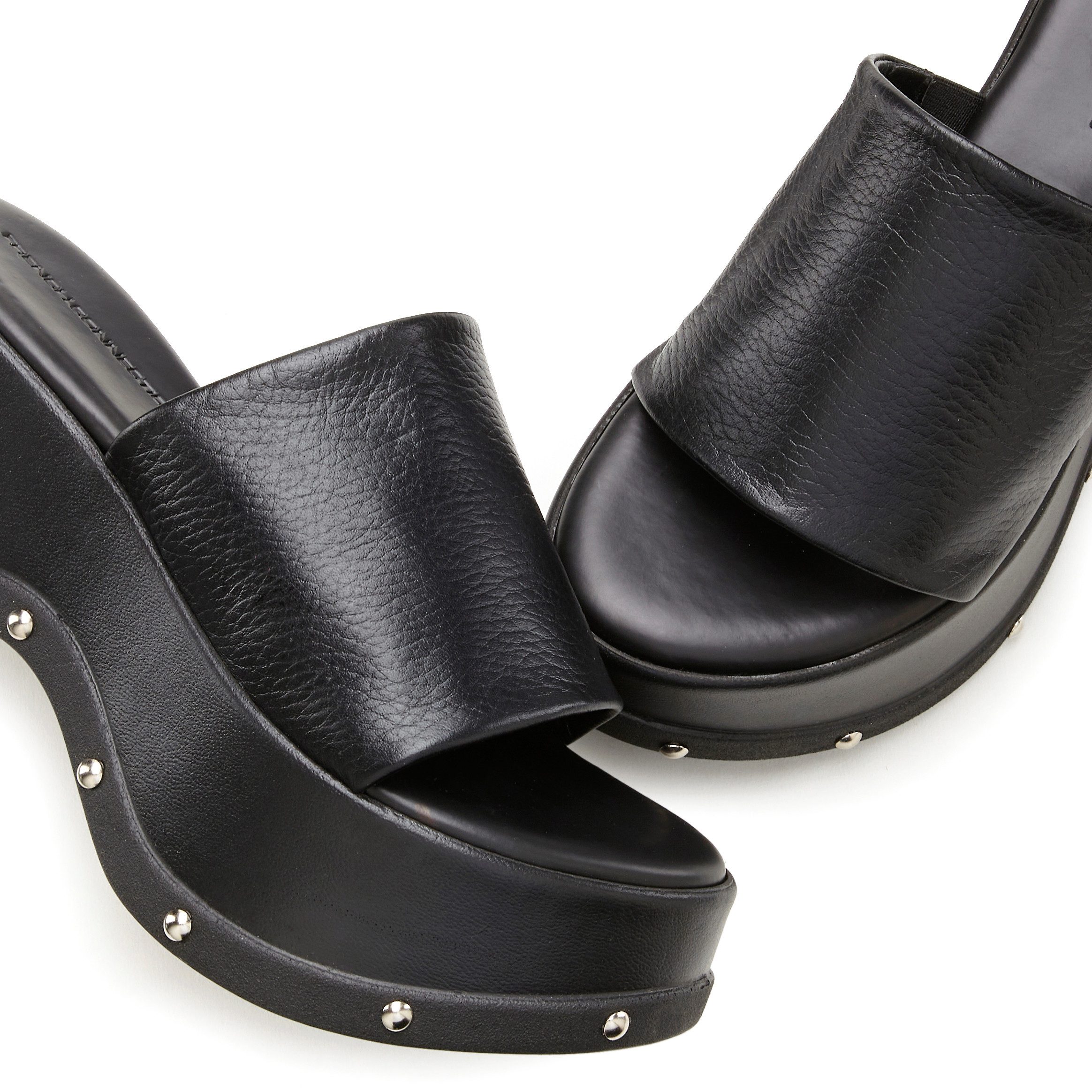 French Connection Slippers Mule, sandaal, open schoen van leer met modieuze plateausole