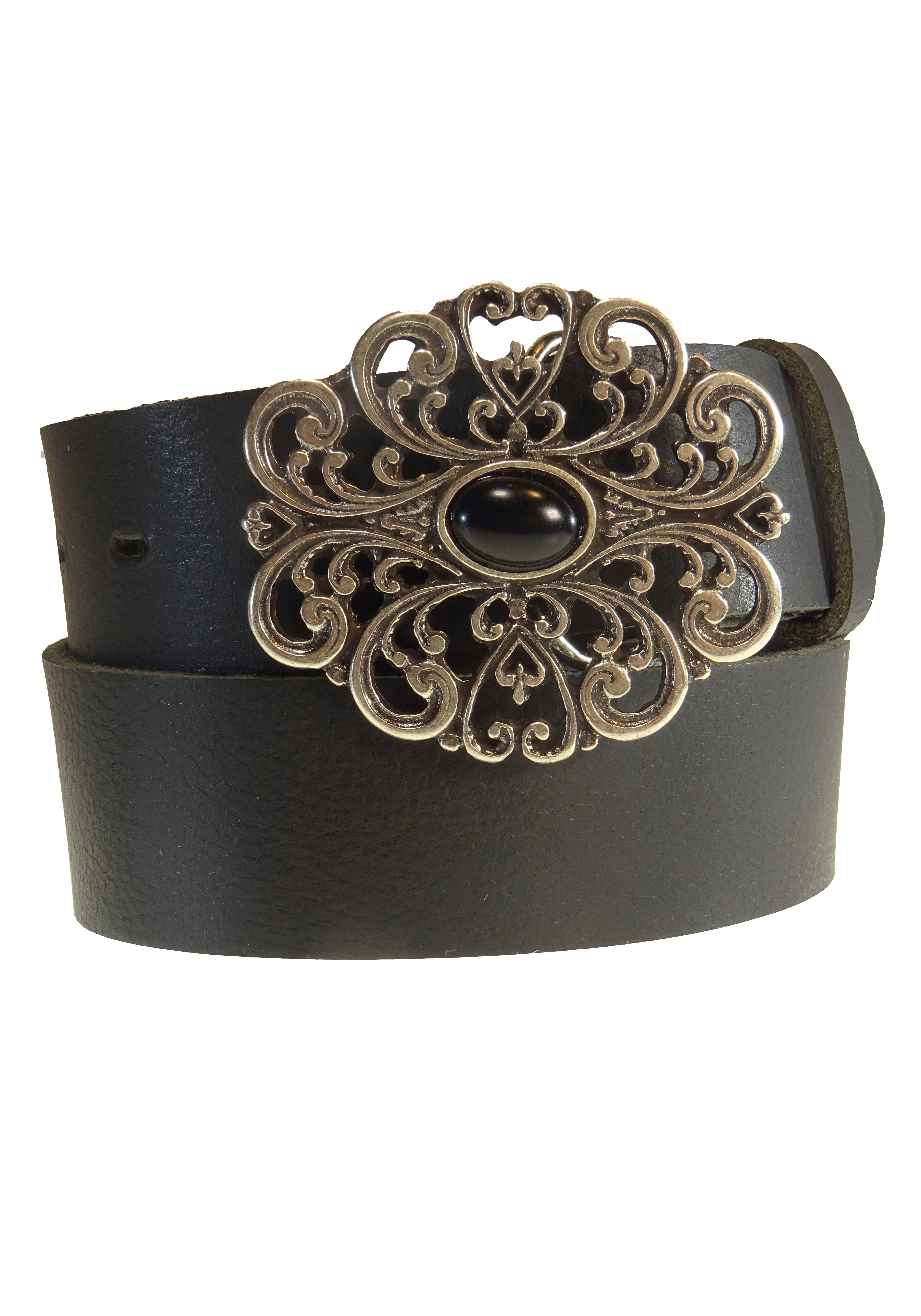 RETTUNGSRING by showroom 019° Leren riem met verwisselbare sluiting "rank met zwarte steen"