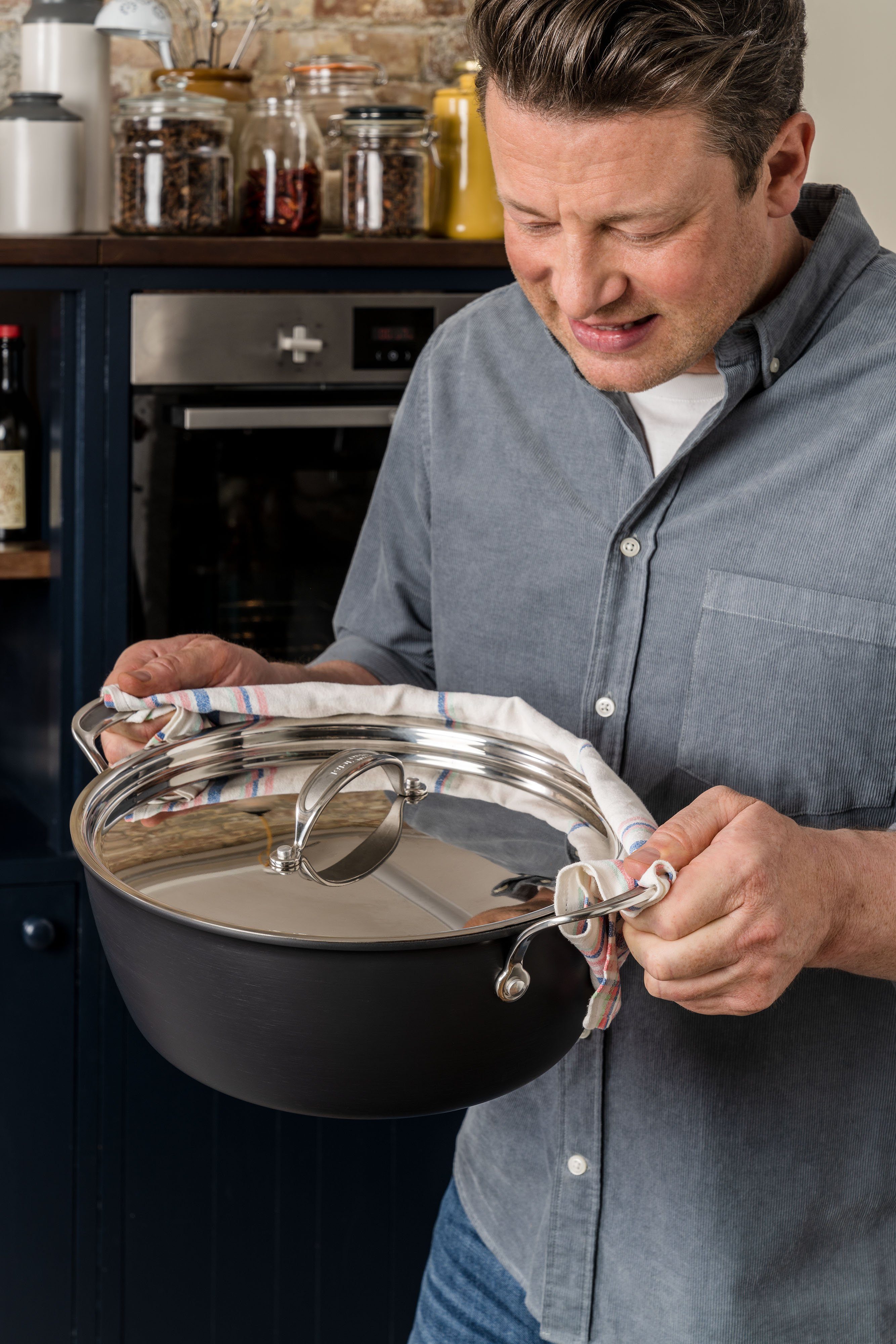 Tefal Kookpan Jamie Oliver batch-kookset inductie 30 cm Antiaanbakverzegeling, thermo-signaal, receptenboek, H91254