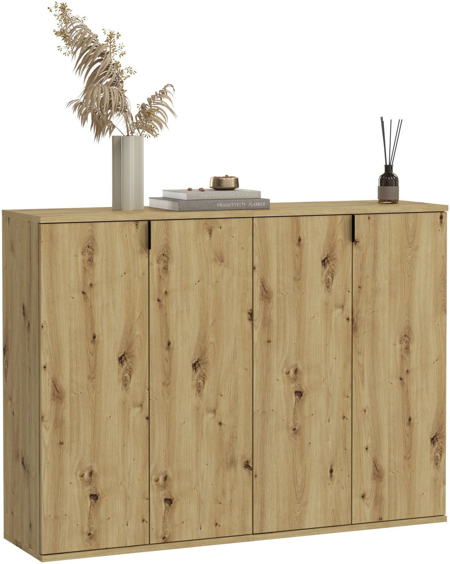 INOSIGN Halmeubelset Trondheim, Breedte 122 cm, bestaande uit 2 Kommoden, 4 Deuren, 12 Vakken (set, 2-delig) wandkapstokken bruin