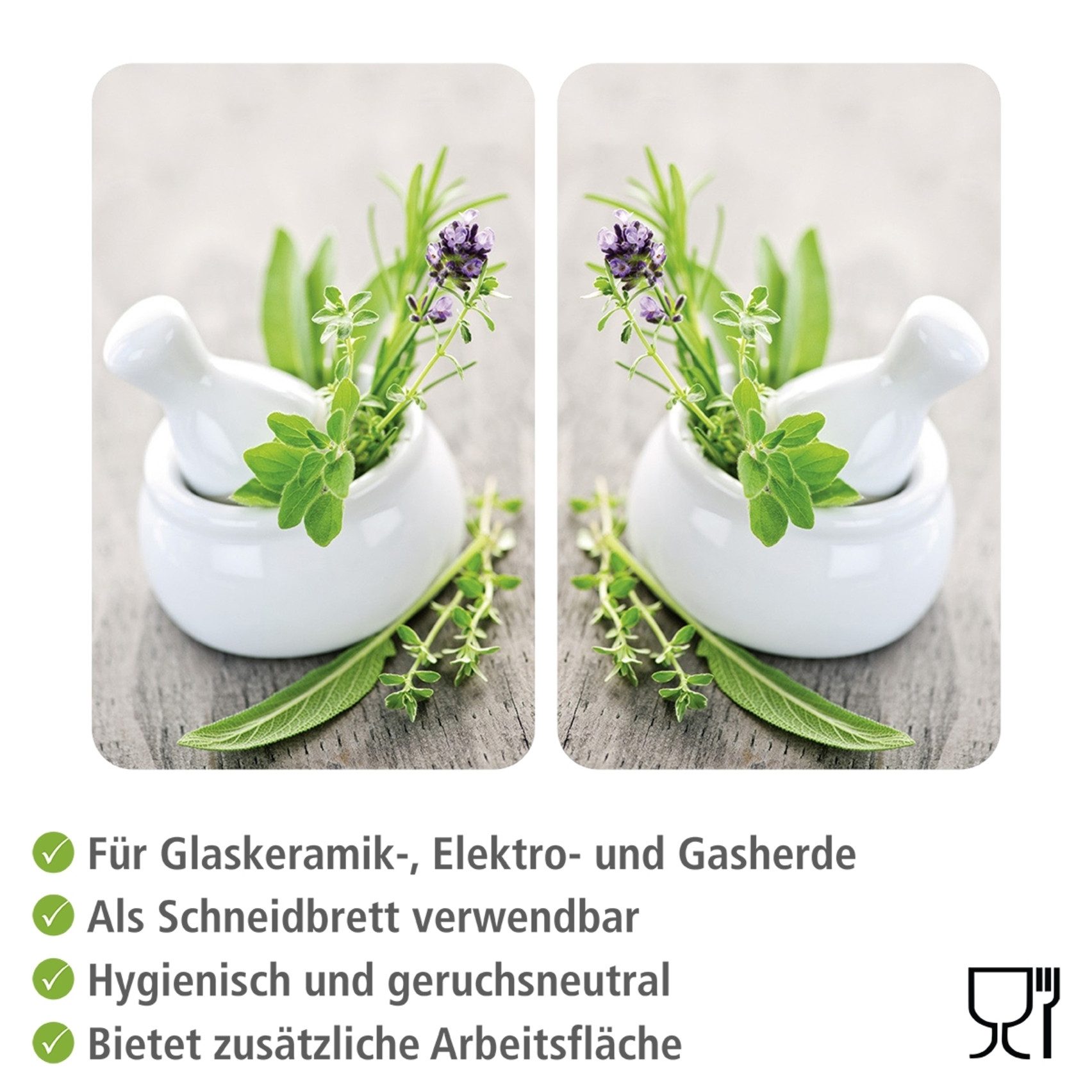 WENKO Kookplaatdeksel Universeel model Kruidentuin (set, 2-delig)