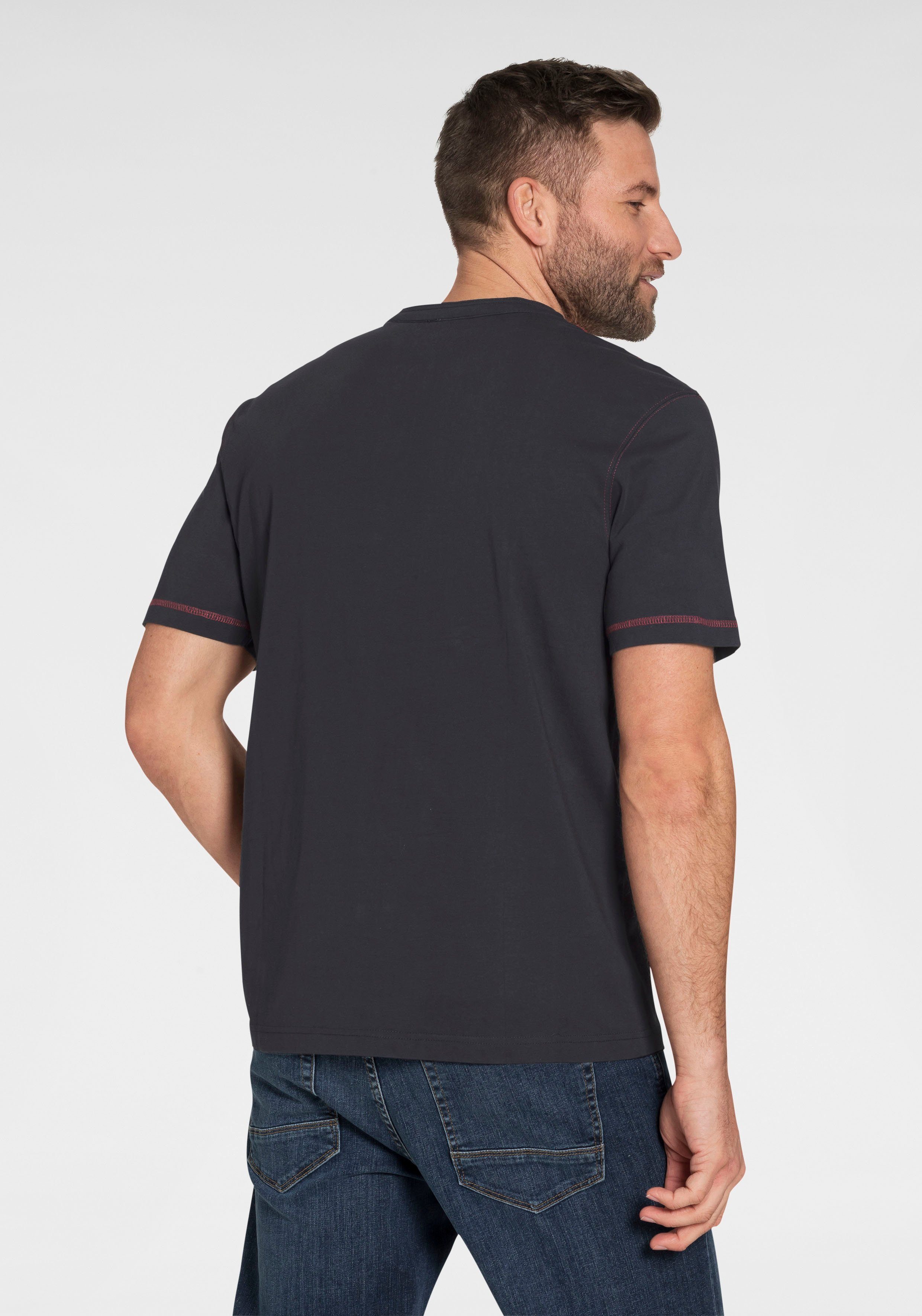 Man's World Henleyshirt Korte mouwen, casual pasvorm, bedrukt, ronde hals, casual