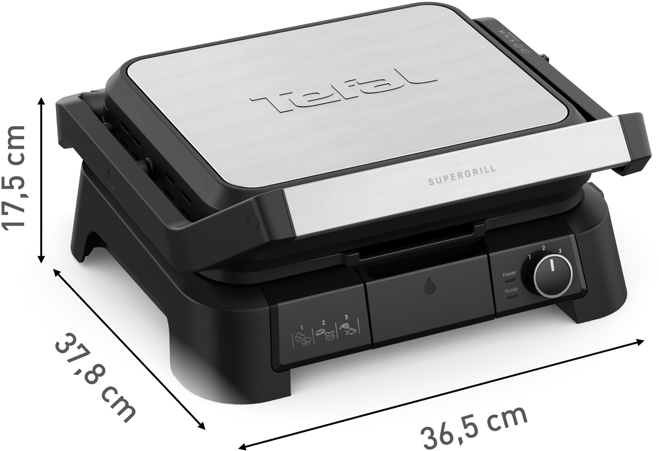Tefal Contactgrill SuperGrill 3in1, Kontaktgrill, Barbeque-, Ofenposition, 3 Temperaturen