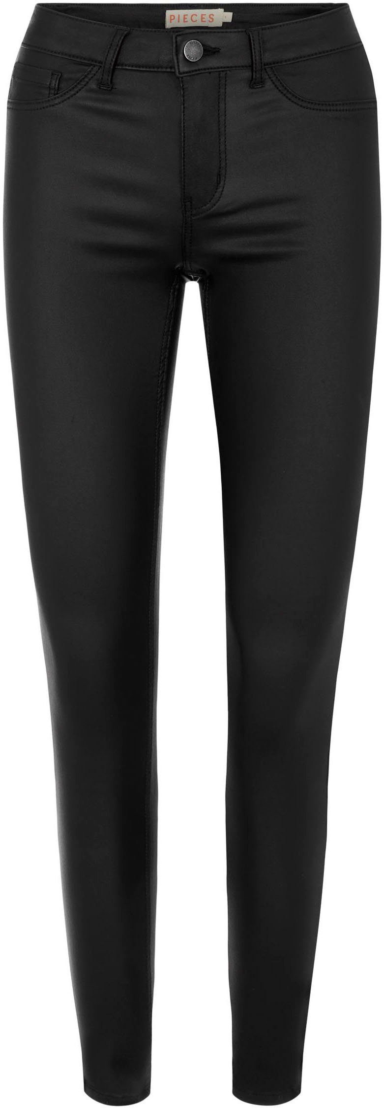 pieces Imitatieleren broek PCSHAPE-UP PARO SKN MW COATED/NOOS BC