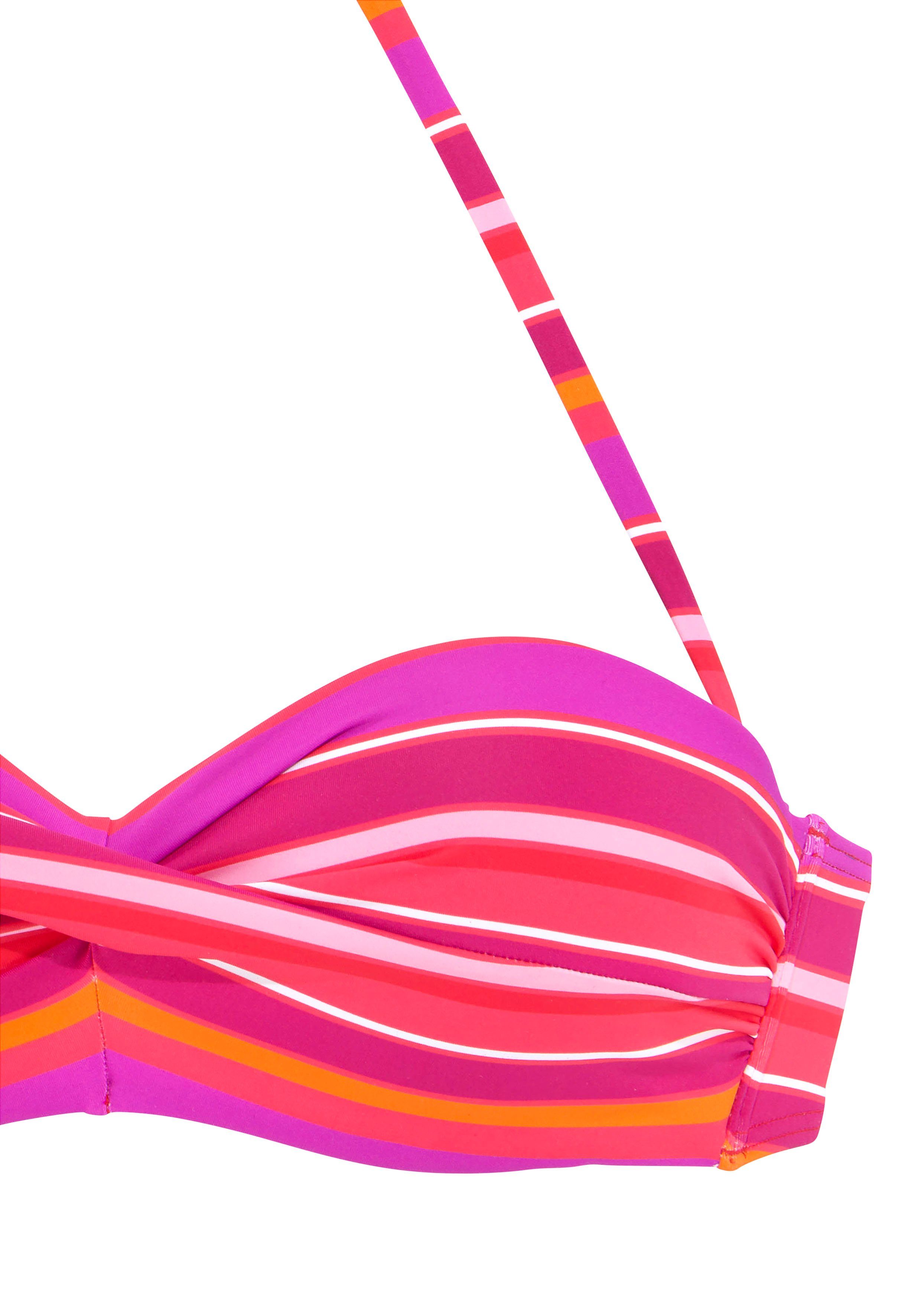 s.Oliver RED LABEL Beachwear Beugelbikinitop in bandeaumodel Fun in een trendy streepdessin