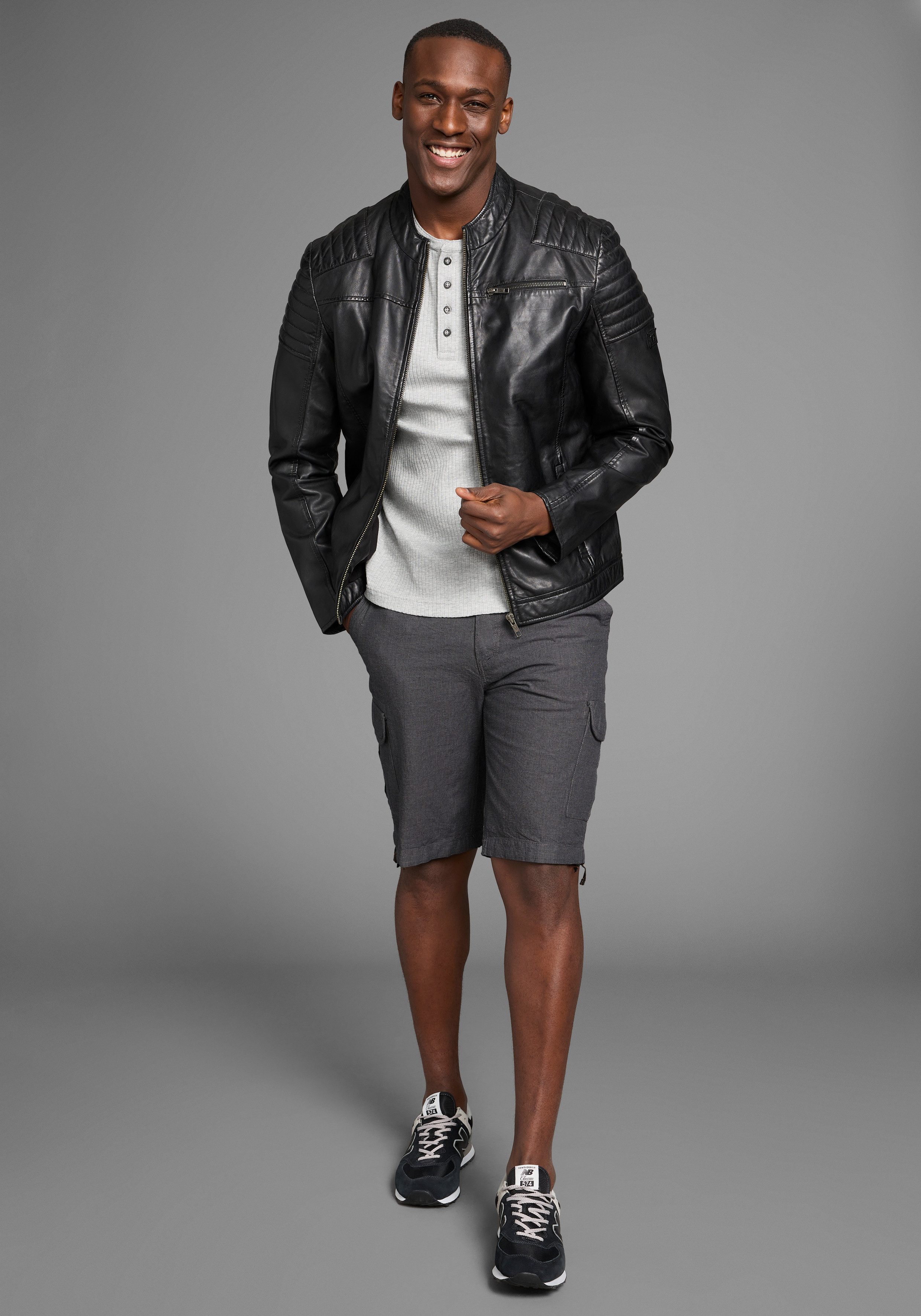 Bruno Banani Henleyshirt in elastische ribkwaliteit