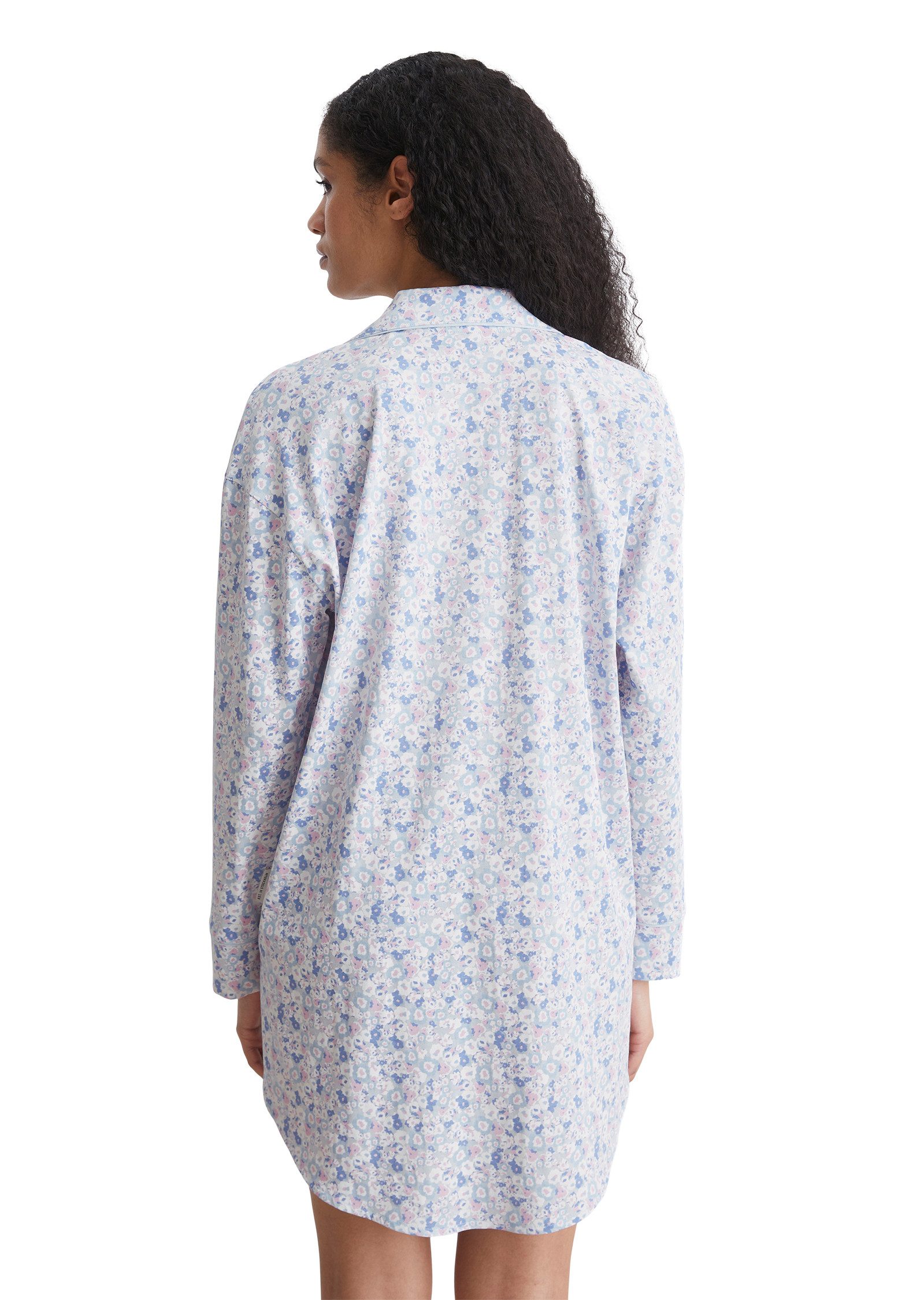 Marc O'Polo Nachthemd Mix & Match Cotton Met bowlingkraag, borstzak en modern allover print