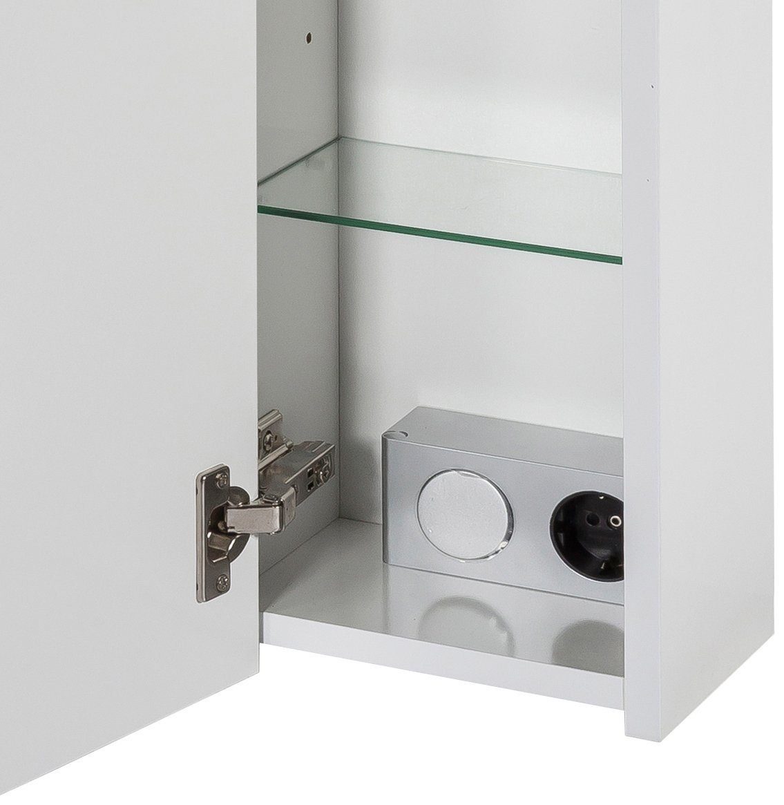 Schildmeyer Spiegelkast Verona Breedte 60 cm, 2-deurs, 2 led-inbouwspotjes, schakelaar-/stekkerdoos