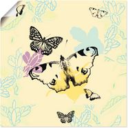 artland artprint vlinders in geel in vele afmetingen  productsoorten - artprint van aluminium - artprint voor buiten, artprint op linnen, poster, muursticker - wandfolie ook geschikt voor de badkamer (1 stuk) geel