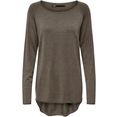 only trui met ronde hals onlmila lacy l-s long pullover bruin