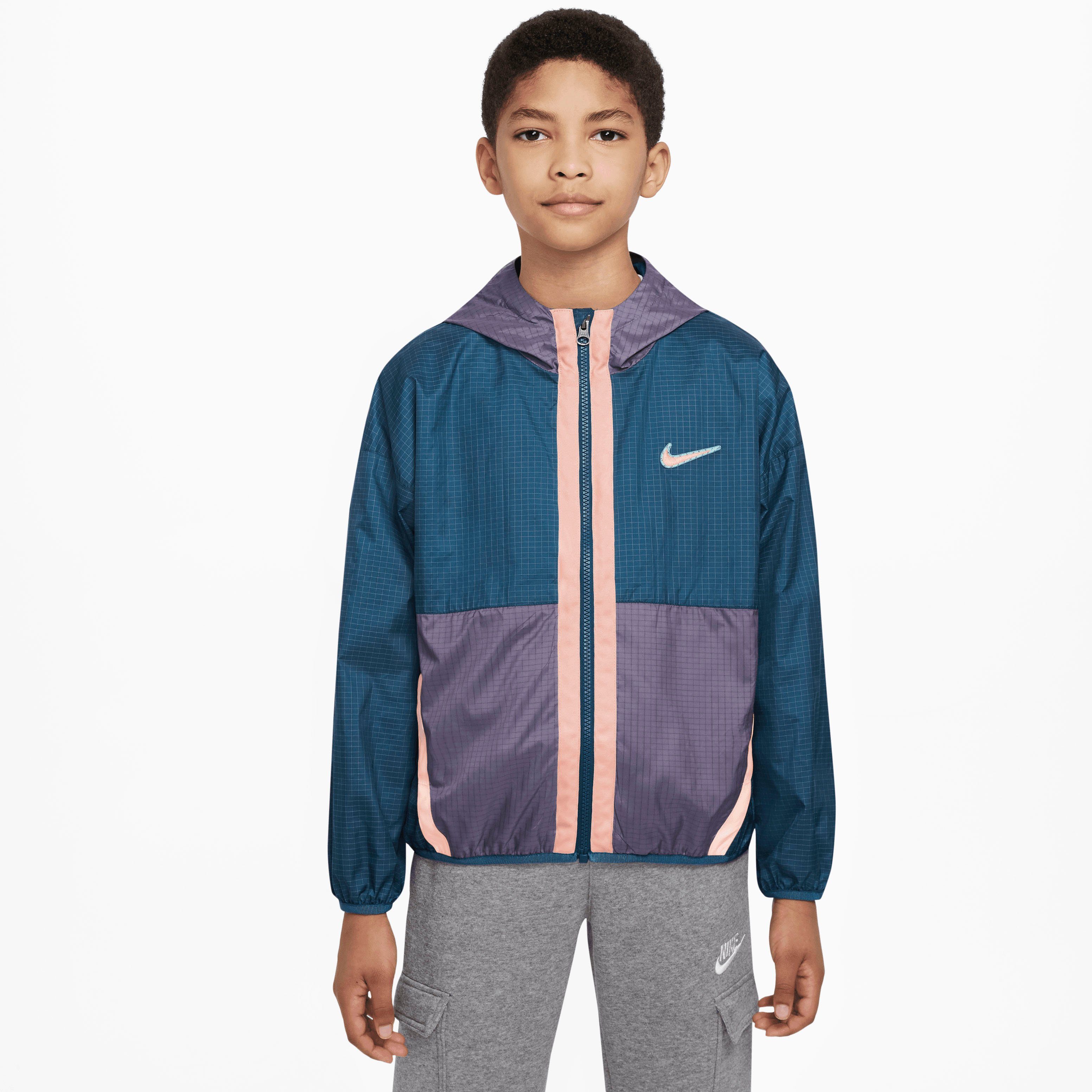 nike sportswear outdoorjack odp big kids' woven jacket blauw