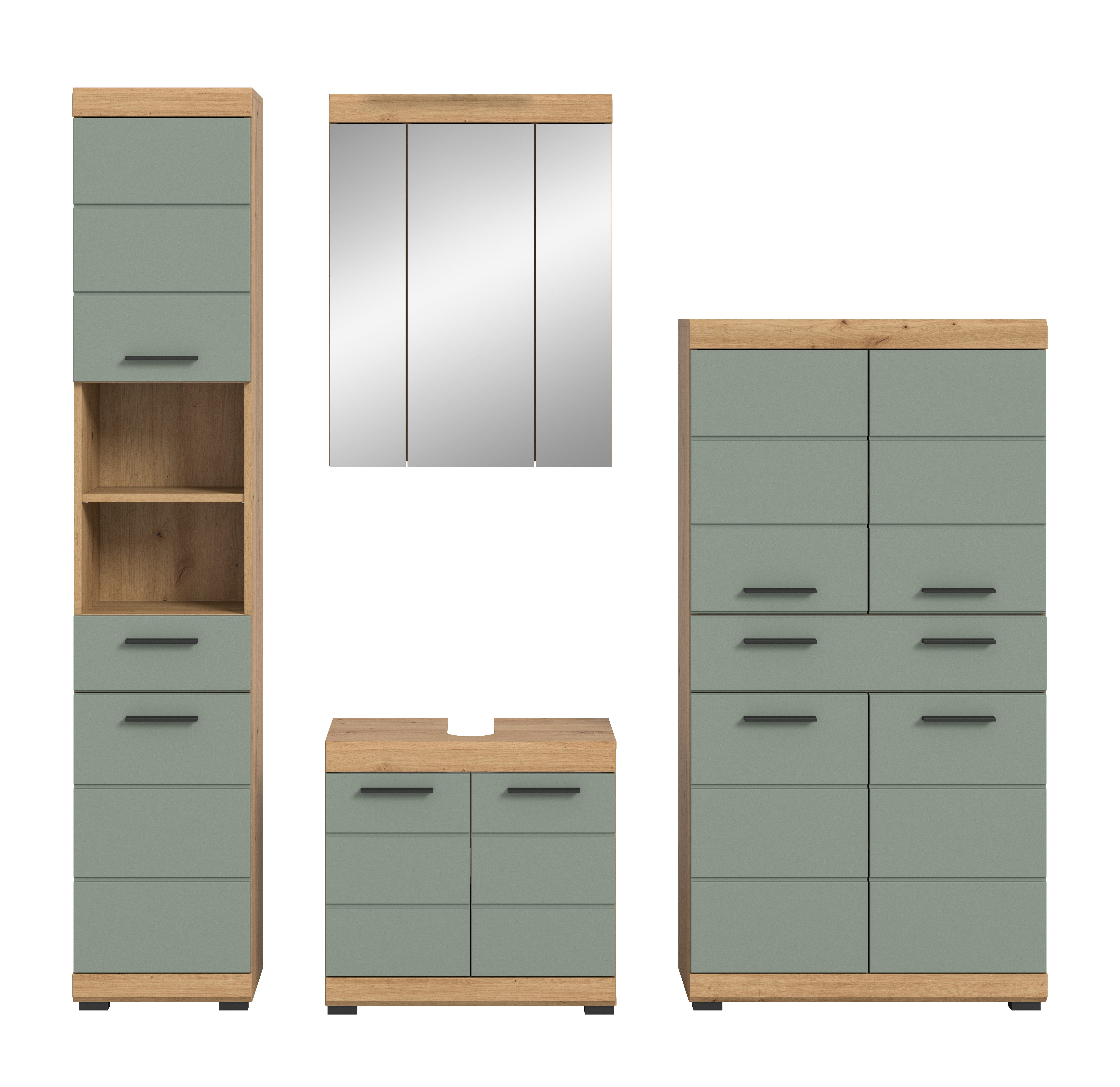 INOSIGN Badkamerserie Siena, 4-delig, bestaande uit: Hoge kast, wastafelonderkast, spiegelkast, middenkast (set, 4-delig)