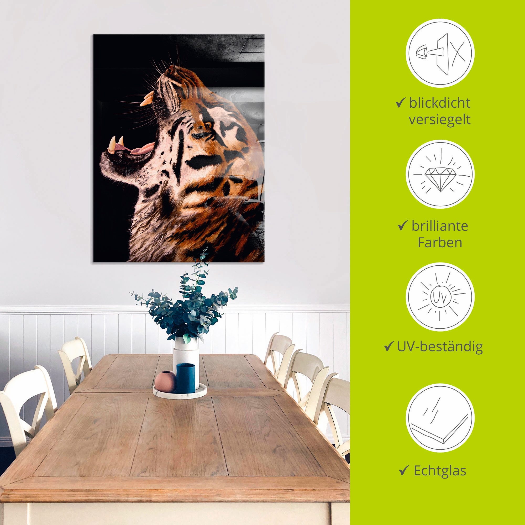 Artland Print op glas Tijger in verschillende maten