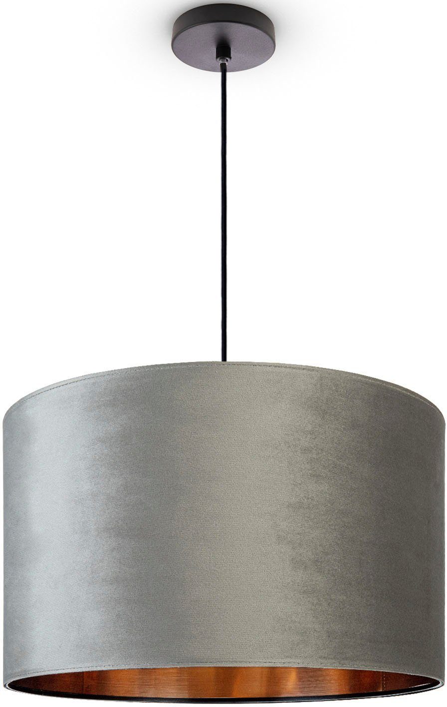 Paco Home Hanglamp Hugo uni Color Woonkamer lampenkap van velours uni-kleuren decoratie E27 kabel 1,5m hanglampen zwart