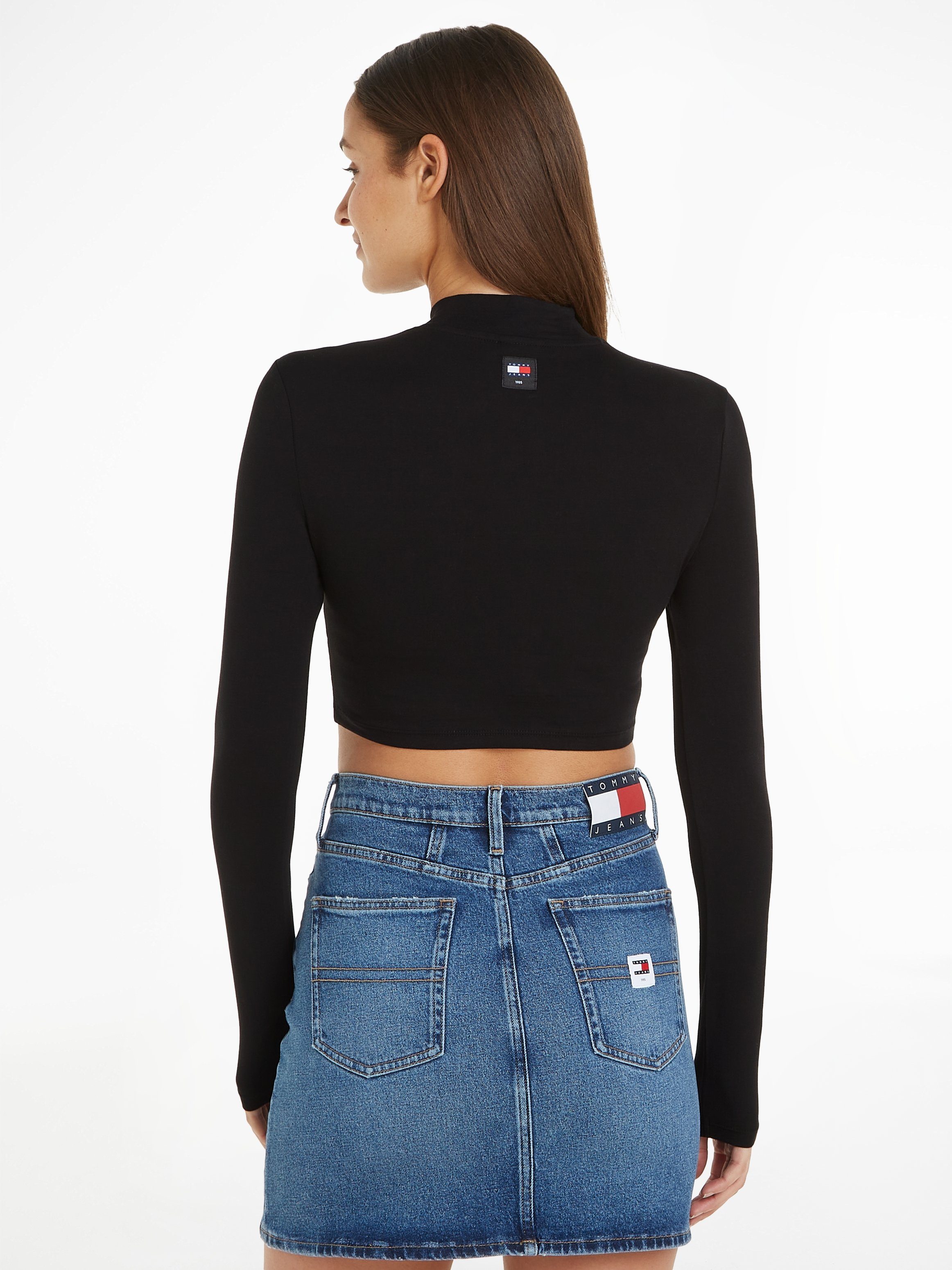 TOMMY JEANS Shirt met staande kraag TJW SLIM SP CRP ESS LOGO 1+ MOCK